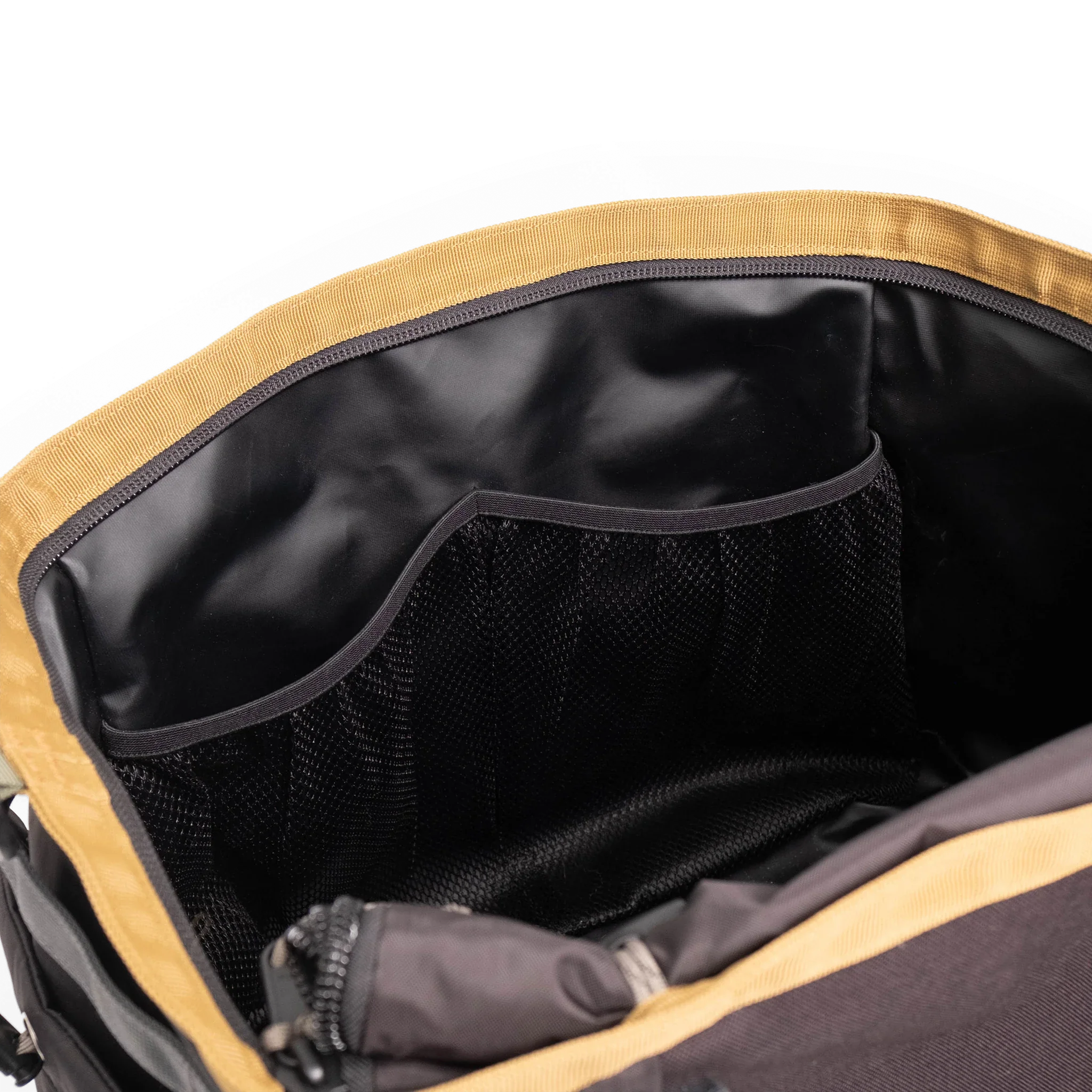 Topo Designs Mountain Gear Bag in Black Neutral — interior view 4 # color_Black Neutral