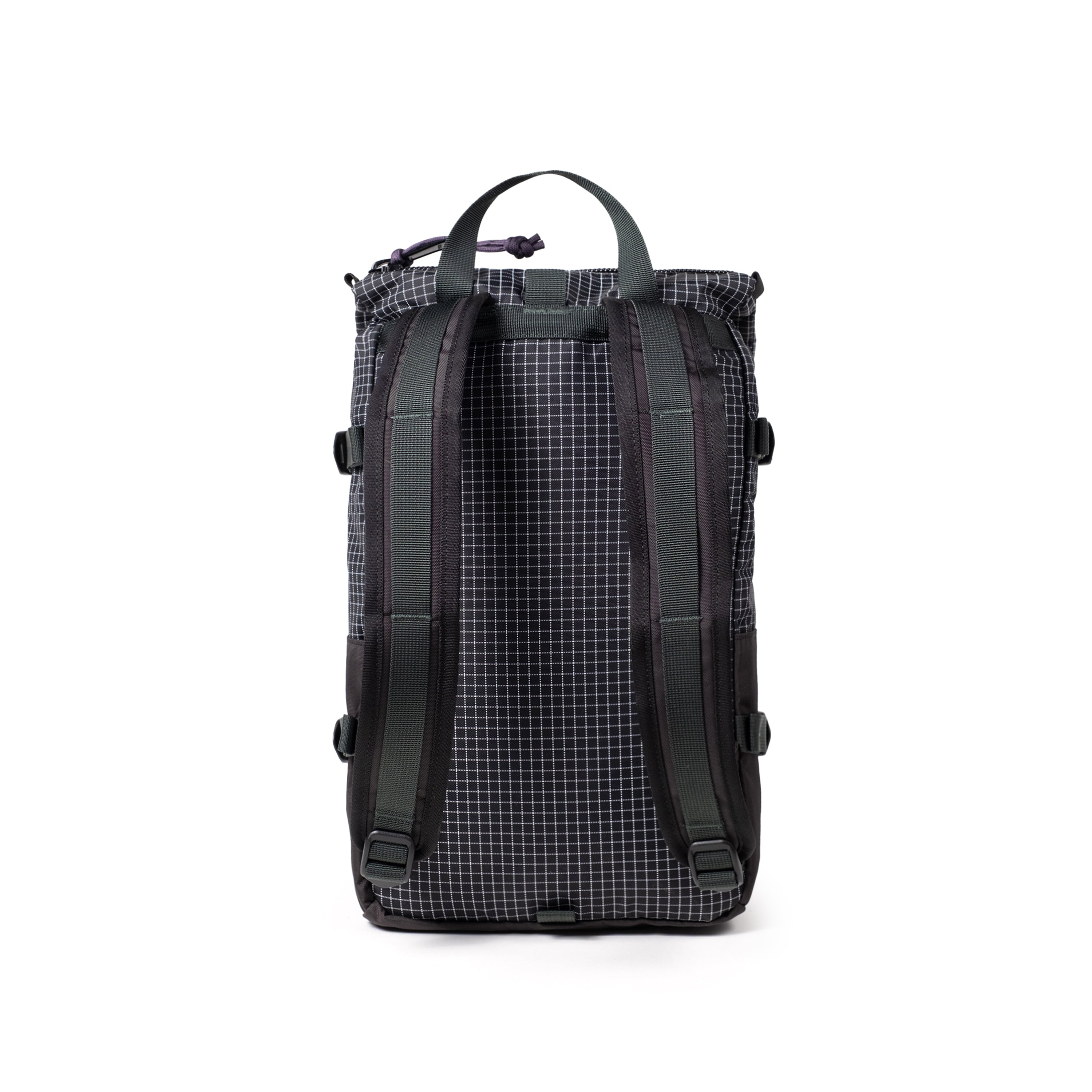 Topo Designs Rover Pack Mini in Black Grid — back view # color_Black Grid