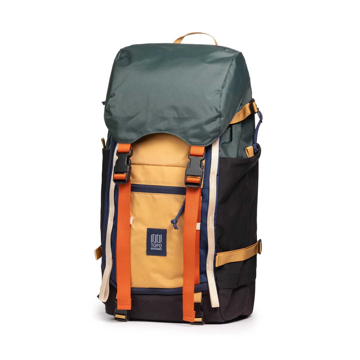 Topo Designs Rover Trail Pack in Forest Goldenrod — angle view 2 # color_Forest Goldenrod