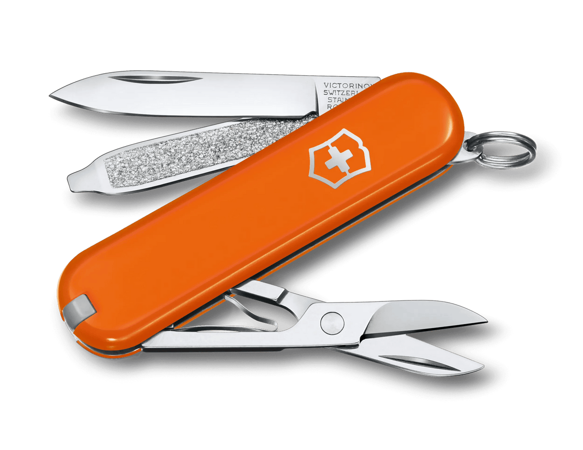 Victorinox Classic SD Swiss Army Knife in Orange — angle view 2