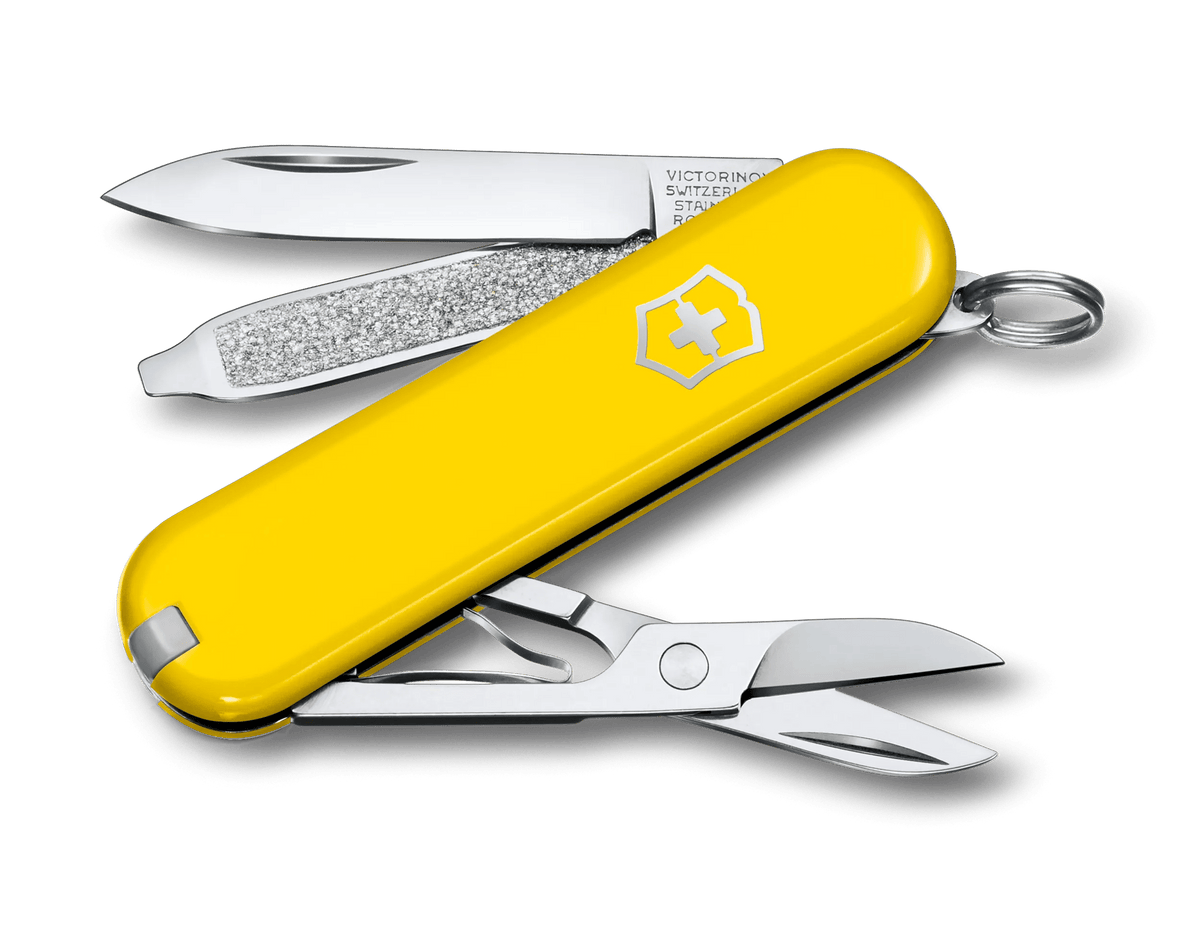 Victorinox Classic SD Swiss Army Knife in Yellow — angle view 2