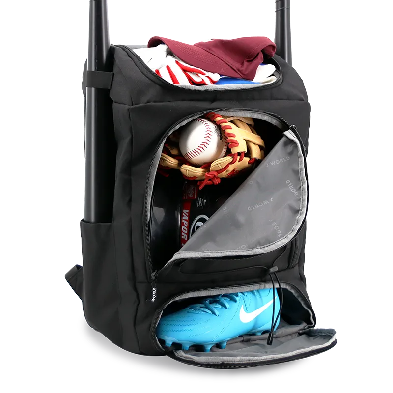 J World Athlete Multi-Sports Backpack in Black — interior view 2 # color_Black