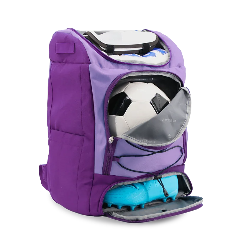 J World Athlete Multi-Sports Backpack in Purple — interior view # color_Purple