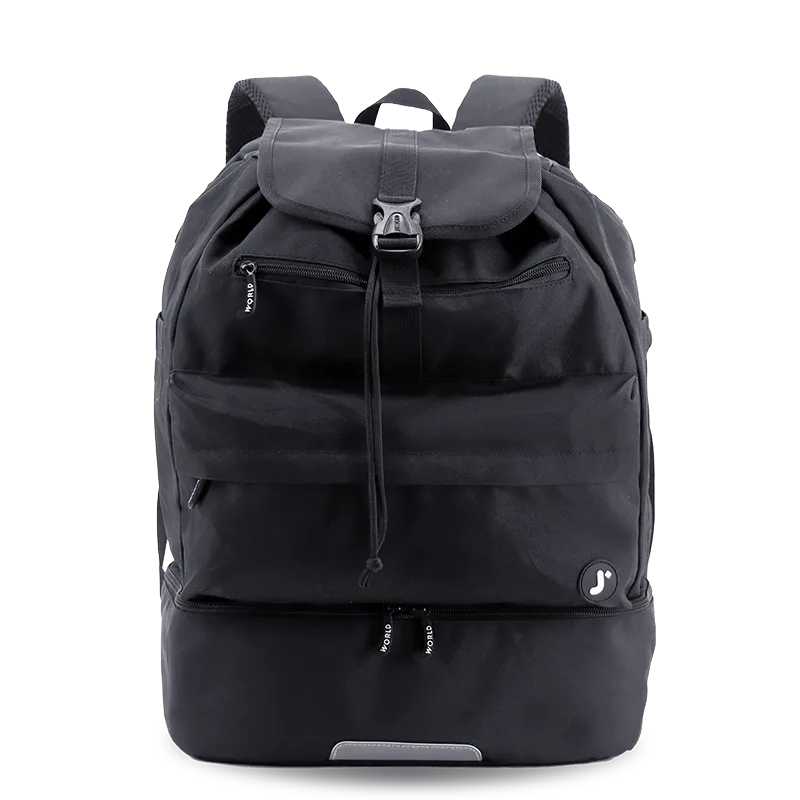 J World Ace Racket Sports Backpack for Tennis & Pickleball in Black — front view # color_Black