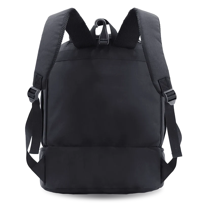 J World Ace Racket Sports Backpack for Tennis & Pickleball in Black — back view # color_Black