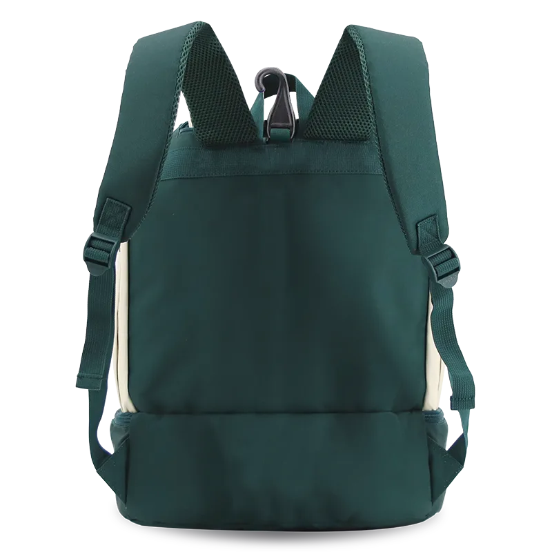 J World Ace Racket Sports Backpack for Tennis & Pickleball in Green — back view # color_Green