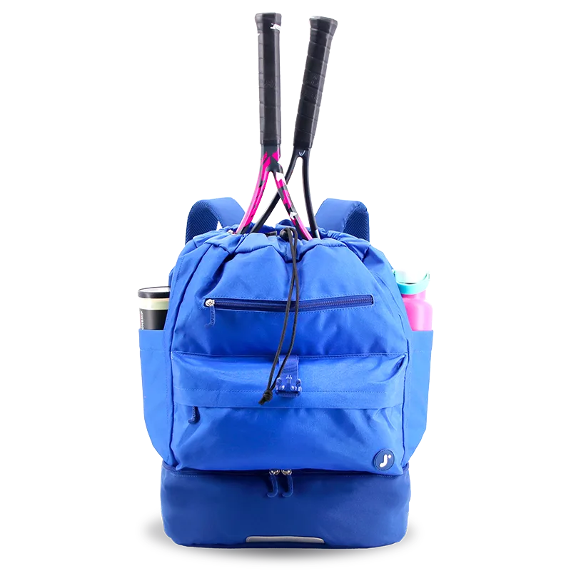 J World Ace Racket Sports Backpack for Tennis & Pickleball in Navy — front view 3 # color_Navy
