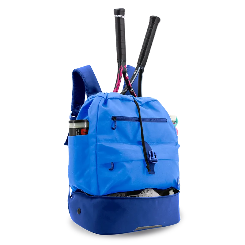 J World Ace Racket Sports Backpack for Tennis & Pickleball in Navy — interior view # color_Navy