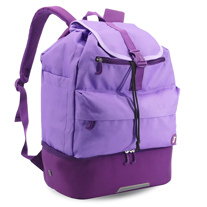 J World Ace Racket Sports Backpack for Tennis & Pickleball in Purple — angle view 2 # color_Purple