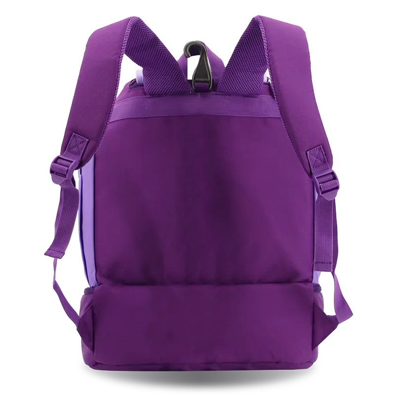 J World Ace Racket Sports Backpack for Tennis & Pickleball in Purple — back view # color_Purple