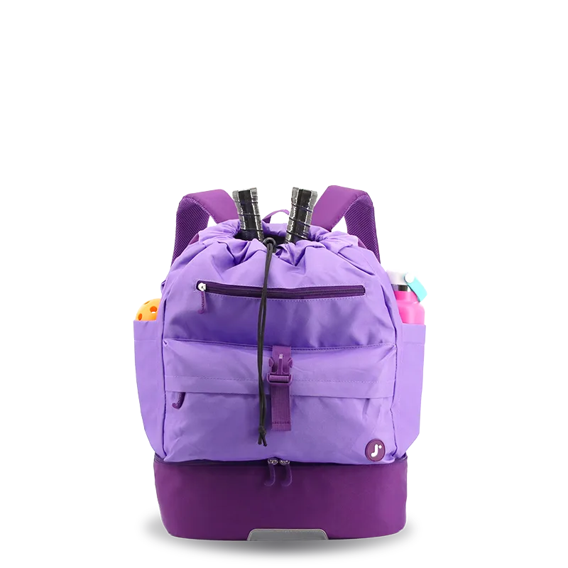 J World Ace Racket Sports Backpack for Tennis & Pickleball in Purple — front view 4 # color_Purple