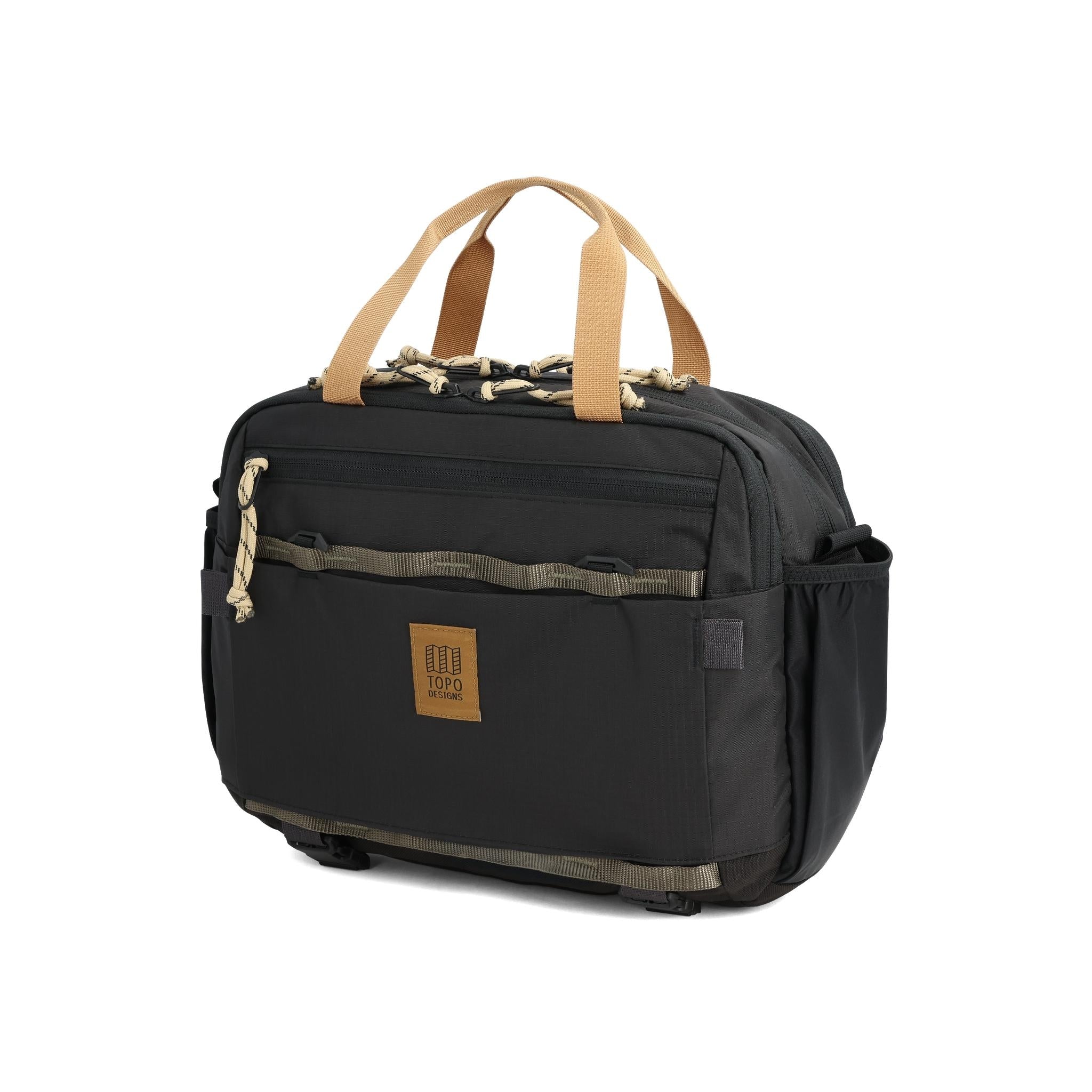 Topo Designs Mountain Cross Bag in Black Neutral — front view # color_Black Neutral