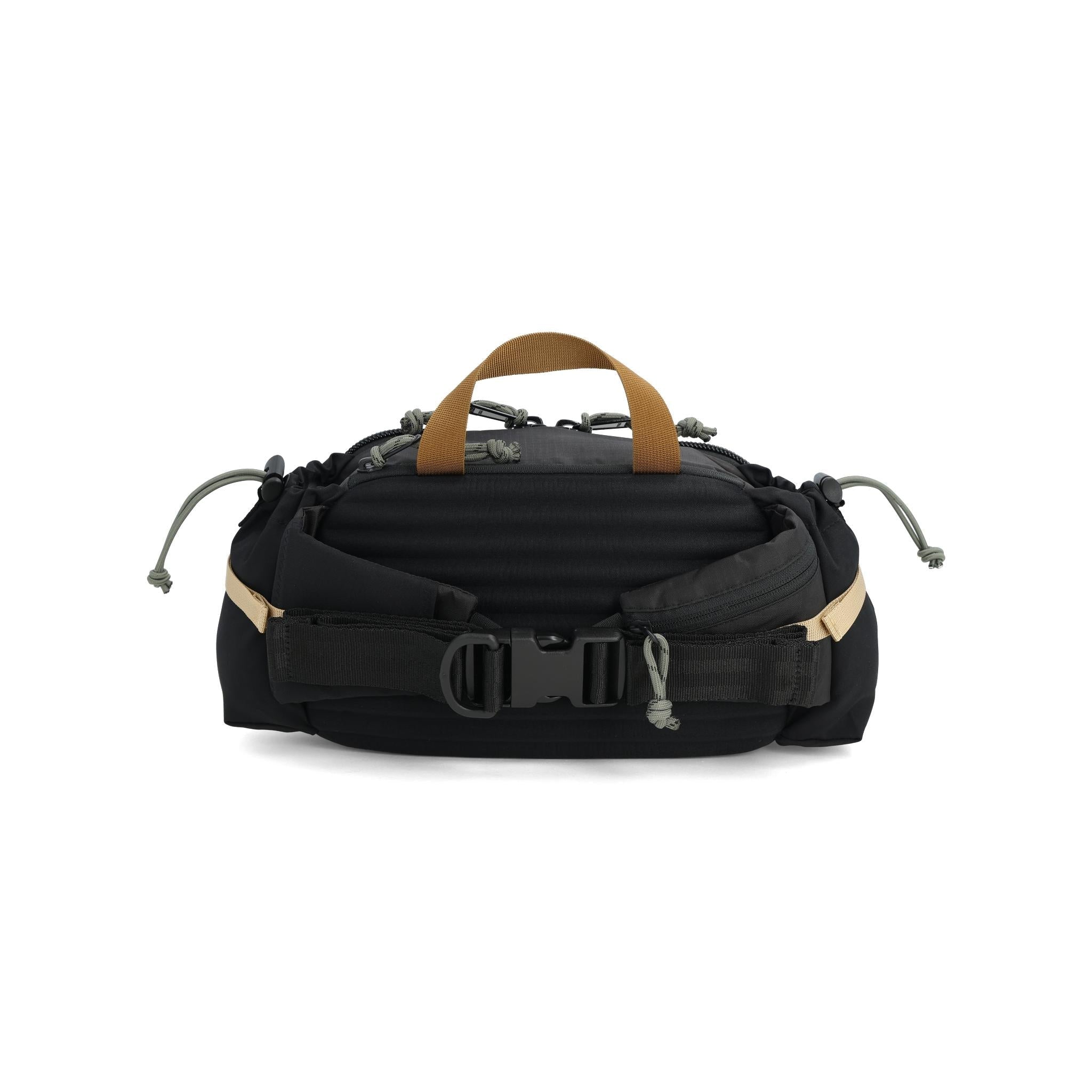 Topo Designs Mountain Hydro Hip Pack in Black Neutral — back view # color_Black Neutral
