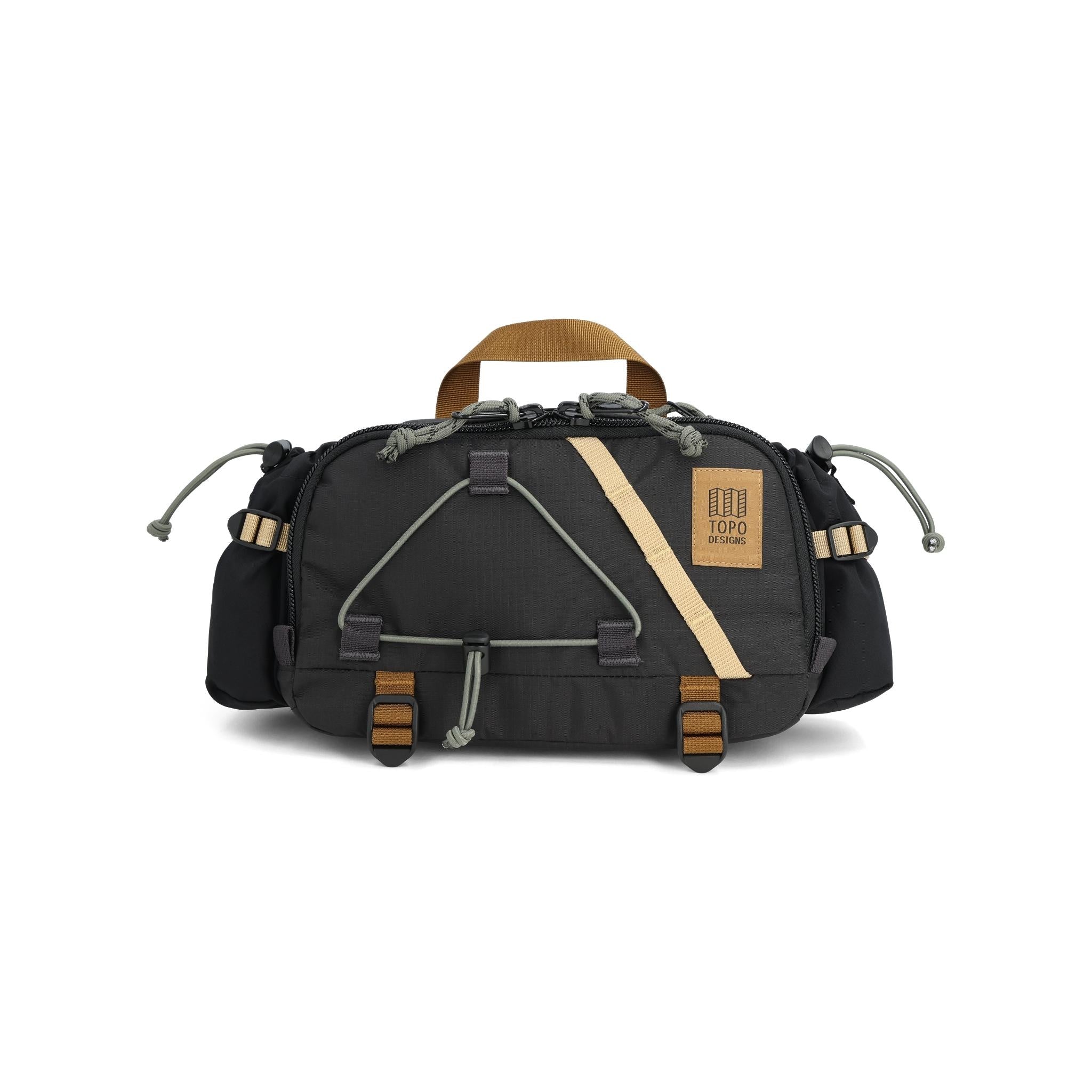 Topo Designs Mountain Hydro Hip Pack in Black Neutral — front view # color_Black Neutral