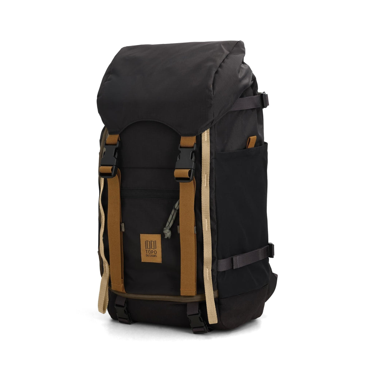Topo Designs Rover Trail Pack in Black Neutral — angle view 2 # color_Black Neutral