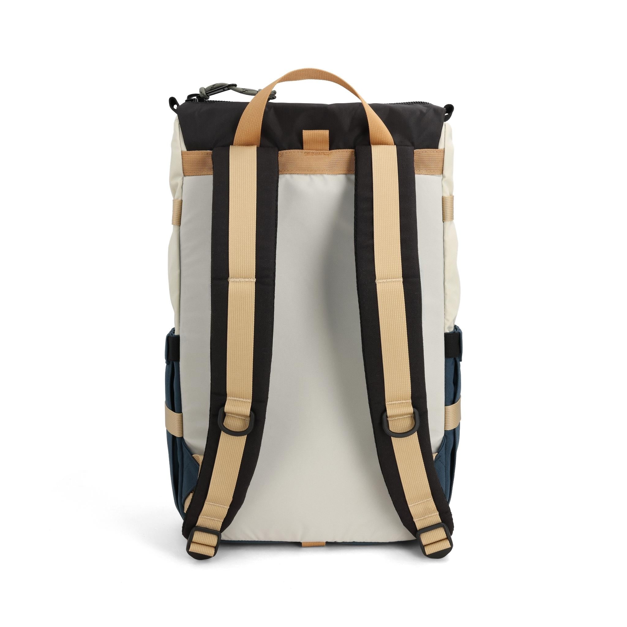 Topo Designs Rover Pack Classic in Bone White Pond Blue — back view # color_Bone White Pond Blue
