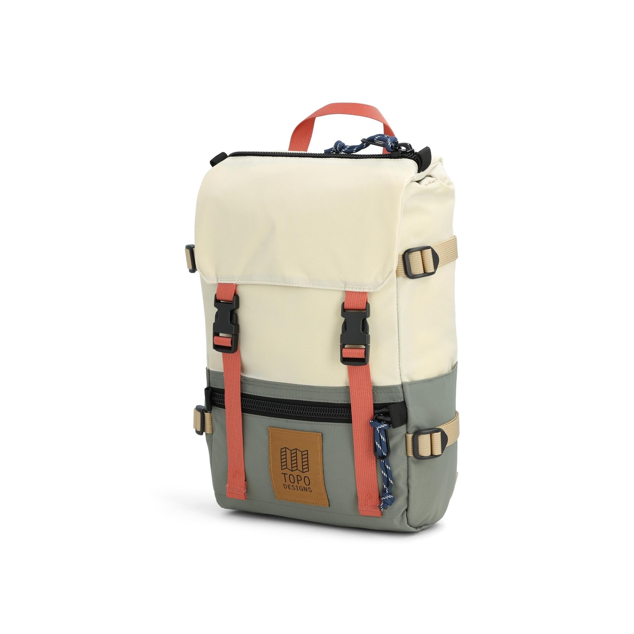Topo Designs Rover Pack Mini in Bone White Beetle — front view # color_Bone White Beetle