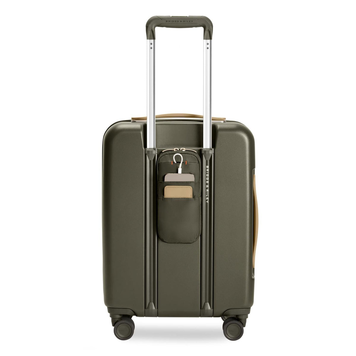 Briggs & Riley Sympatico Global 21" Carry-On Expandable Spinner in Olive — back view 3