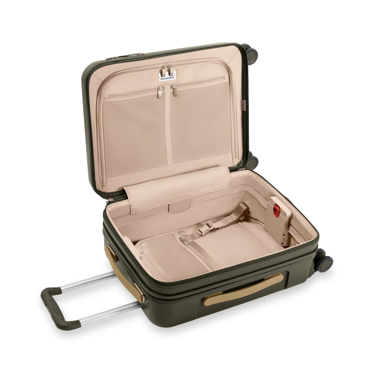 Briggs & Riley Sympatico Global 21" Carry-On Expandable Spinner in Olive — interior view 2