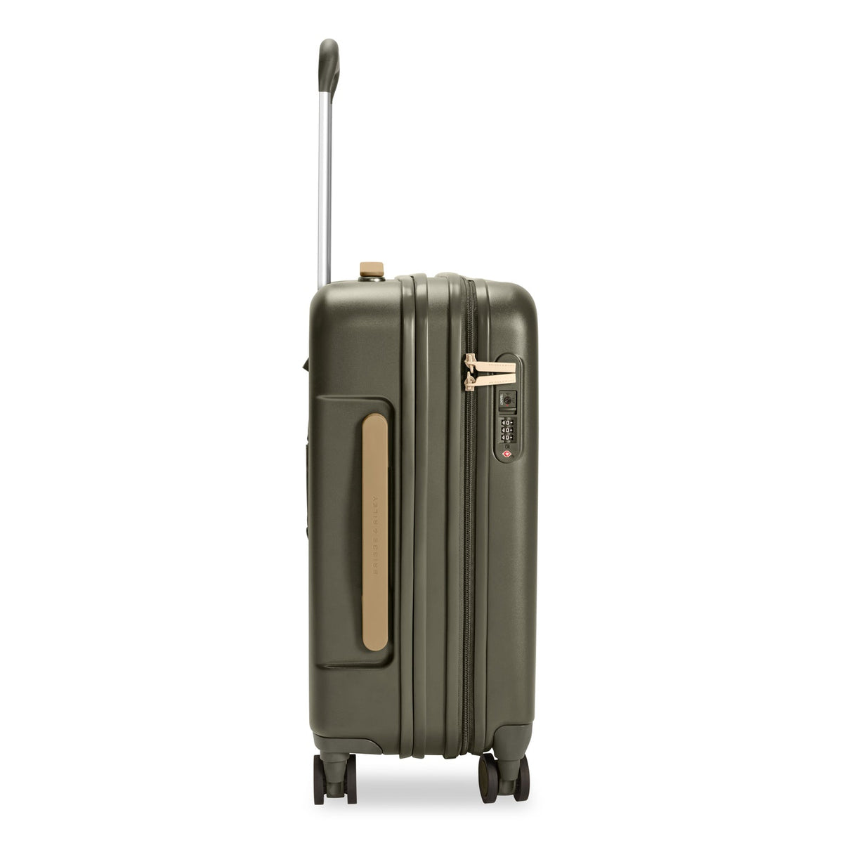 Briggs & Riley Sympatico Global 21" Carry-On Expandable Spinner in Olive — angle view 3