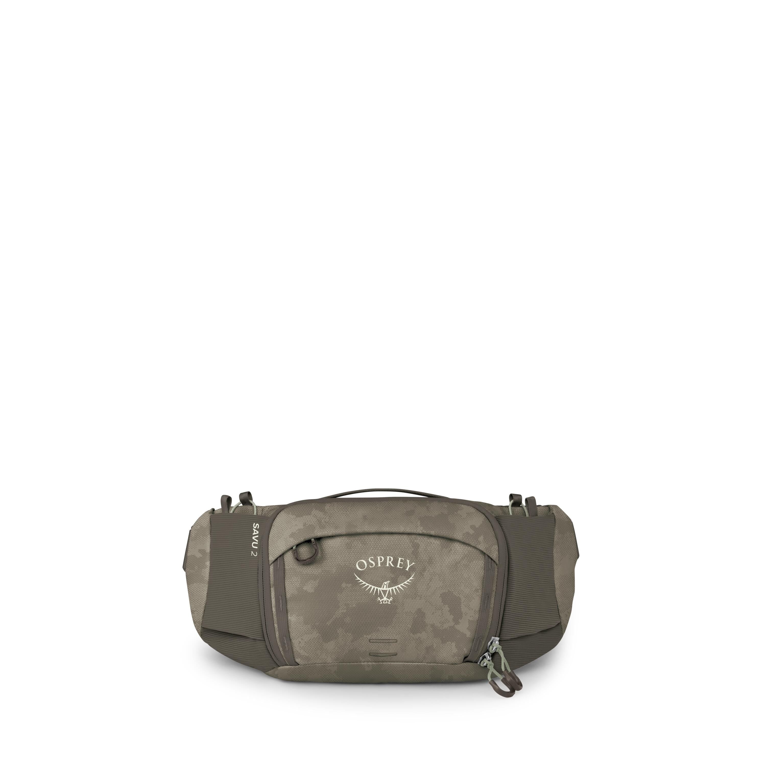Osprey Savu 2 Bike Hydration Lumbar Pack 2L in Pediment Grey Dust Print — front view