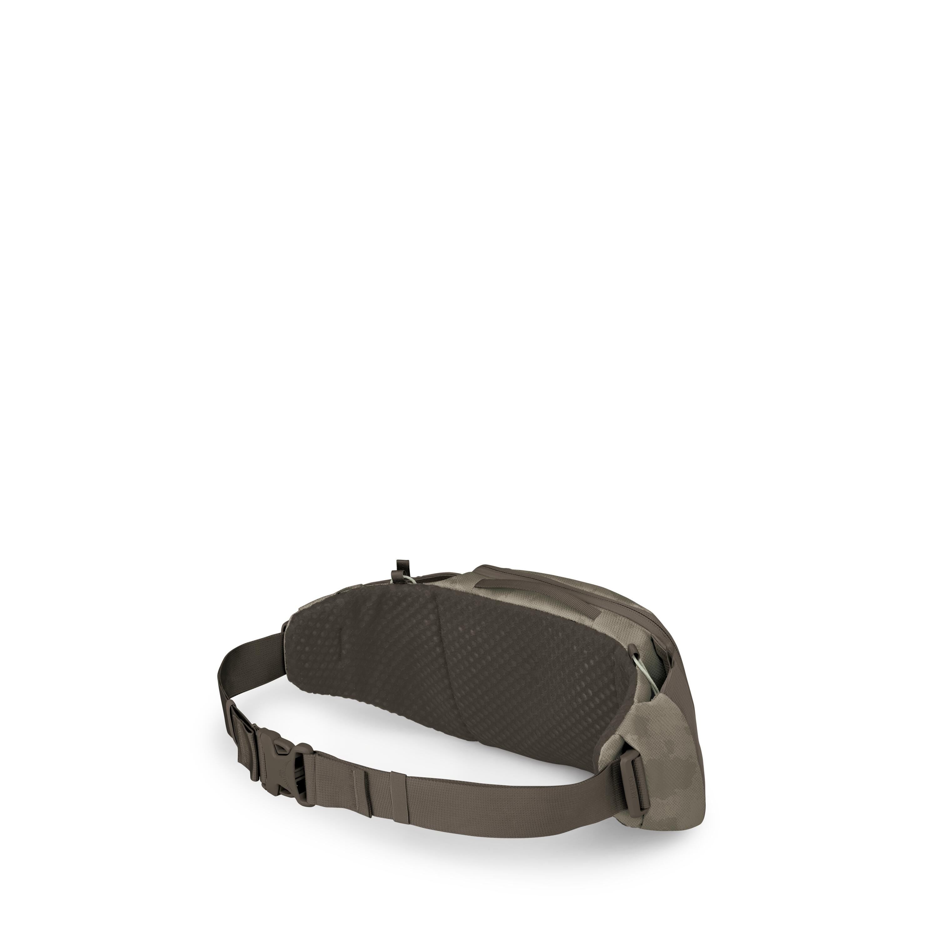 Osprey Savu 2 Bike Hydration Lumbar Pack 2L in Pediment Grey Dust Print — angle view 3