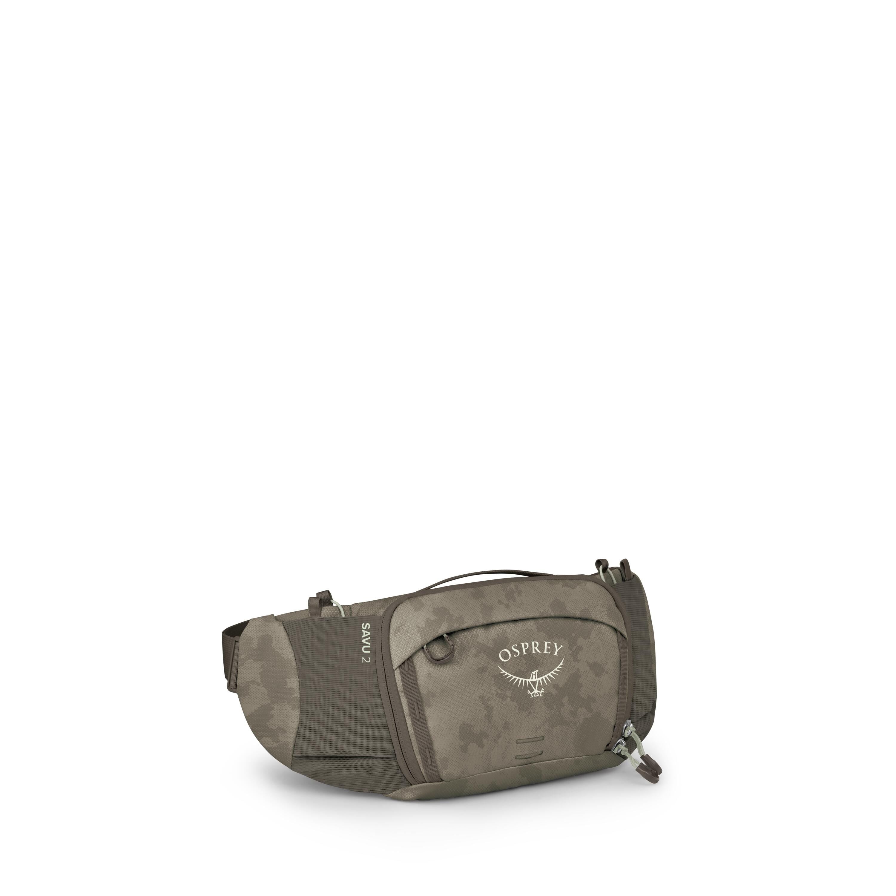 Osprey Savu 2 Bike Hydration Lumbar Pack 2L in Pediment Grey Dust Print — angle view 2