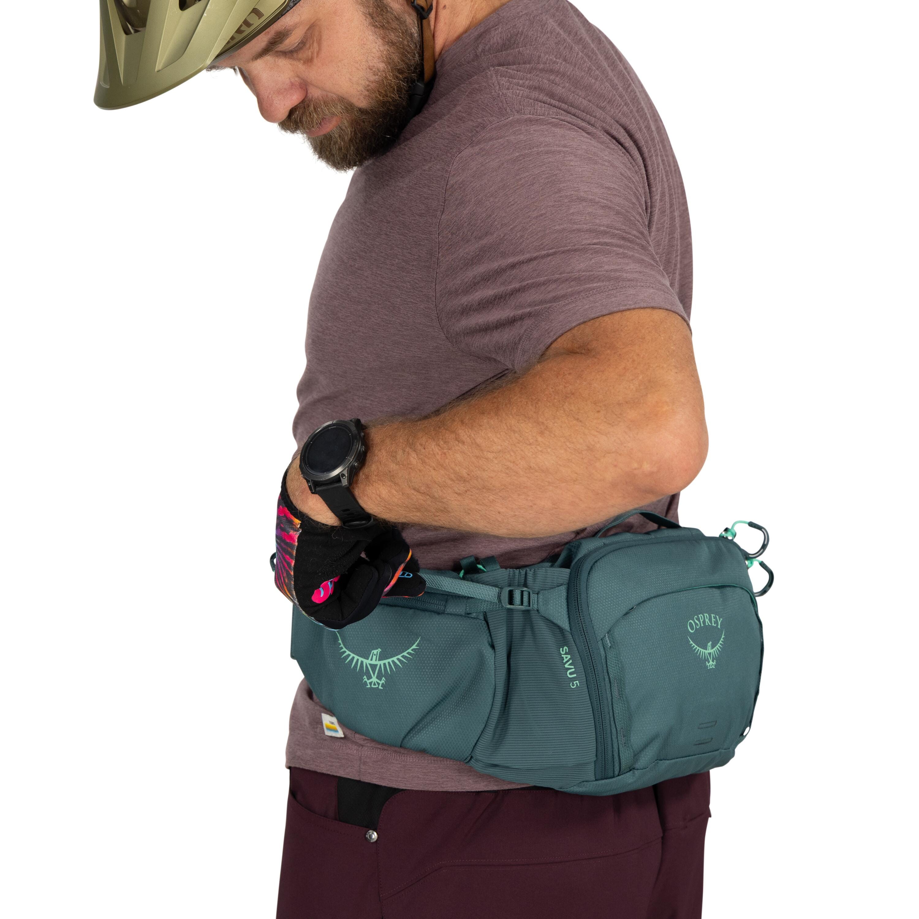 Osprey Savu 5 Bike Hydration Lumbar Pack 5L in Cascade Blue — detail view 3