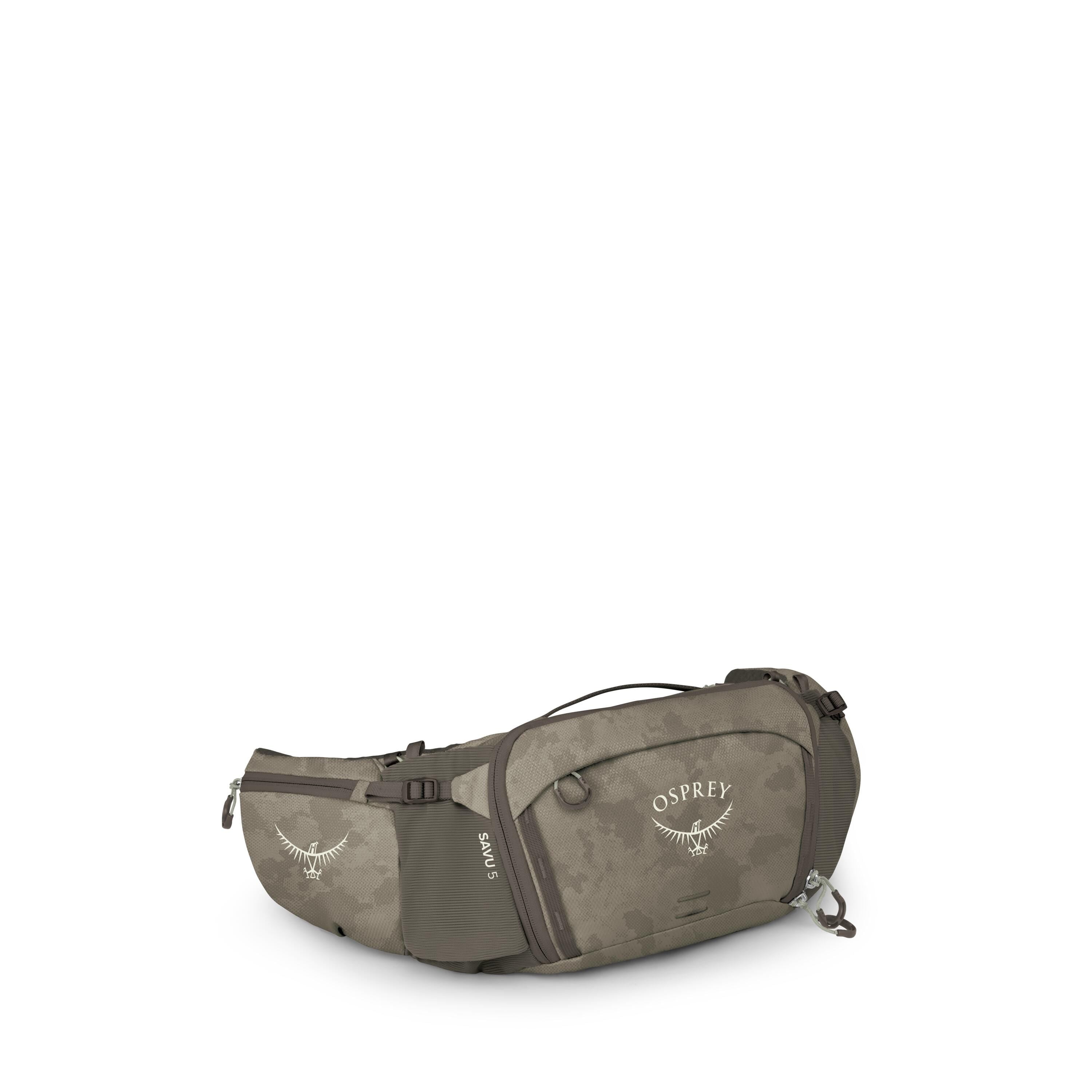 Osprey Savu 5 Bike Hydration Lumbar Pack 5L in Pediment Grey Dust Print — angle view 2