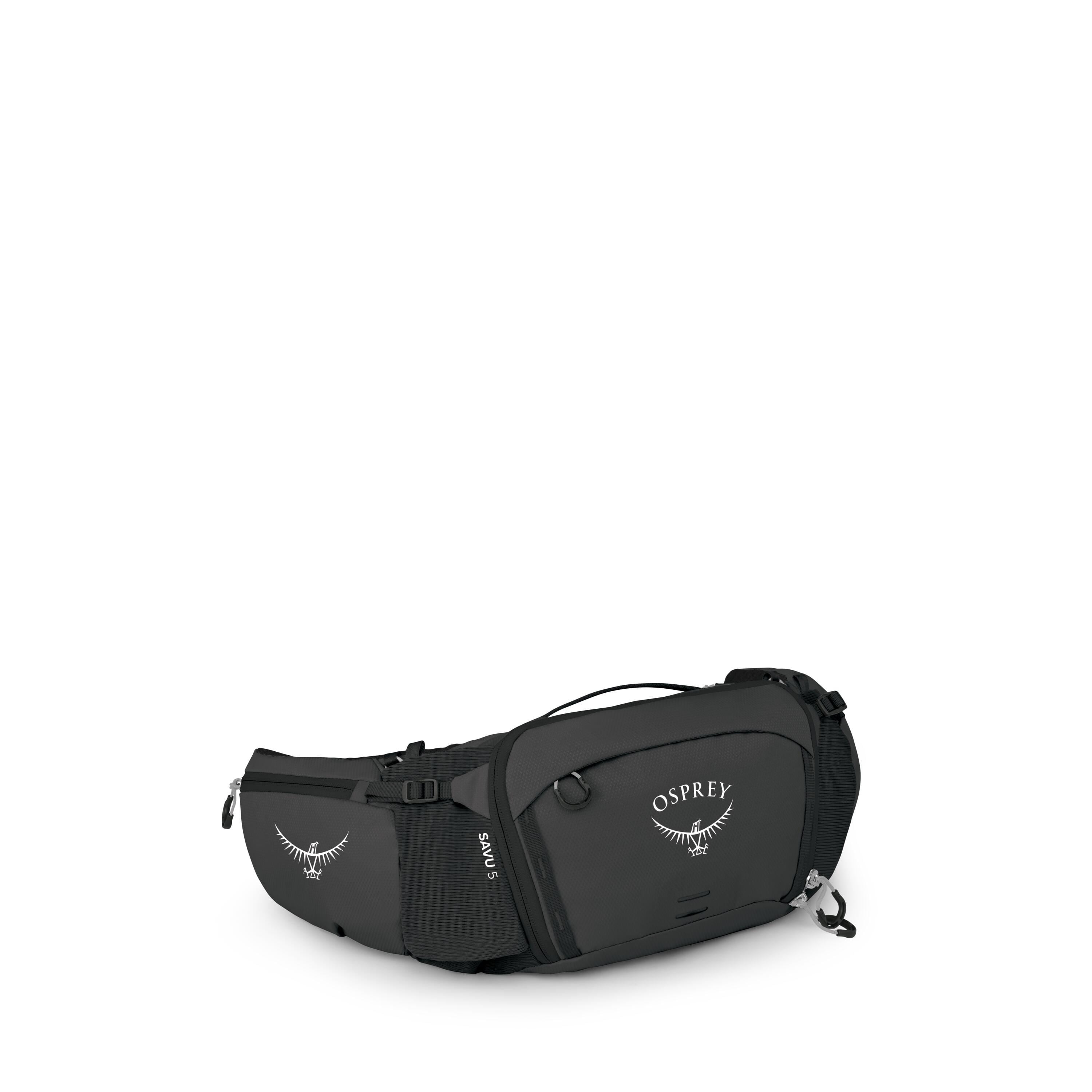 Osprey Savu 5 Bike Hydration Lumbar Pack 5L in Raven Black — angle view 2
