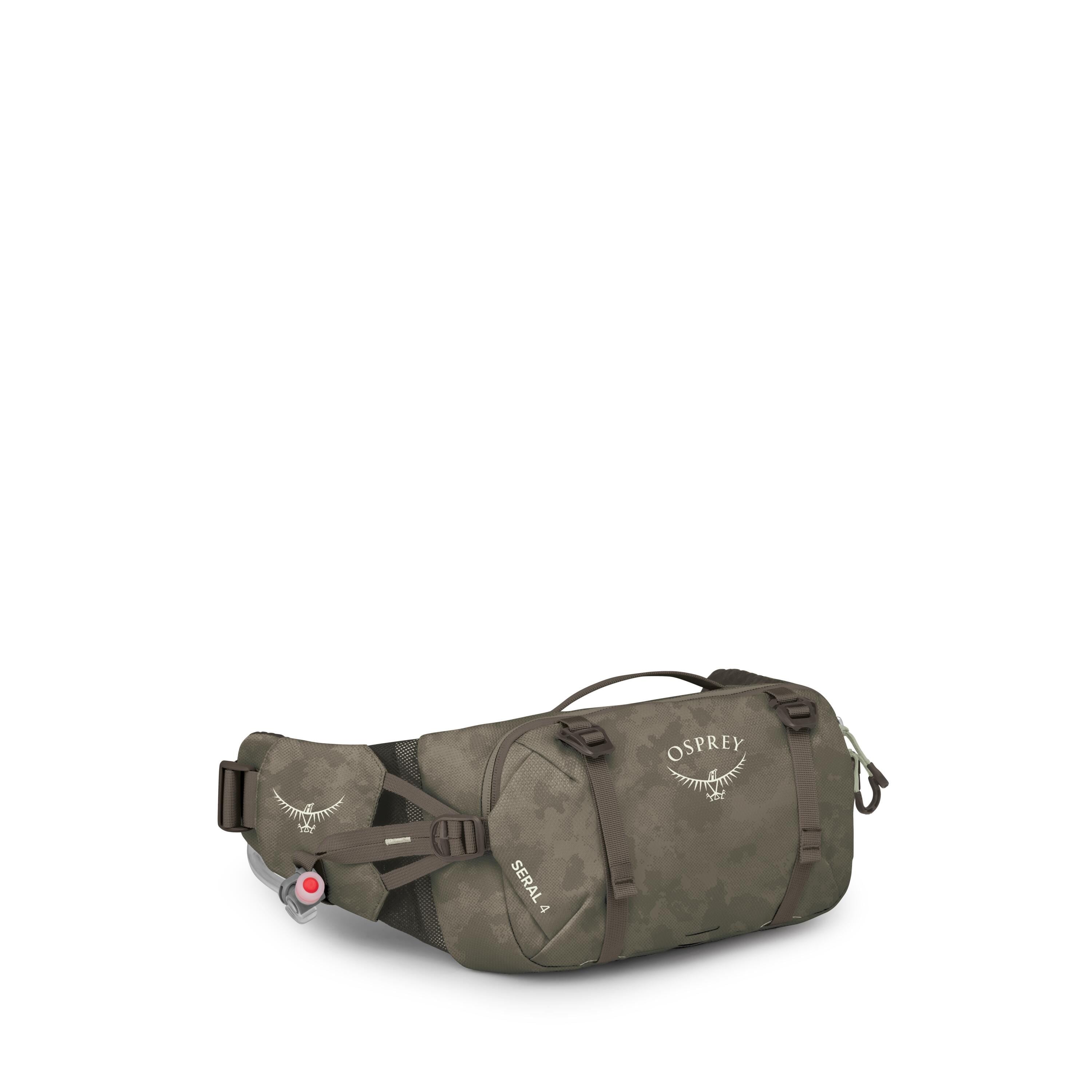 Osprey Seral 4 Bike Hydration Lumbar Pack 4L in Pediment Grey Dust Print — angle view 2