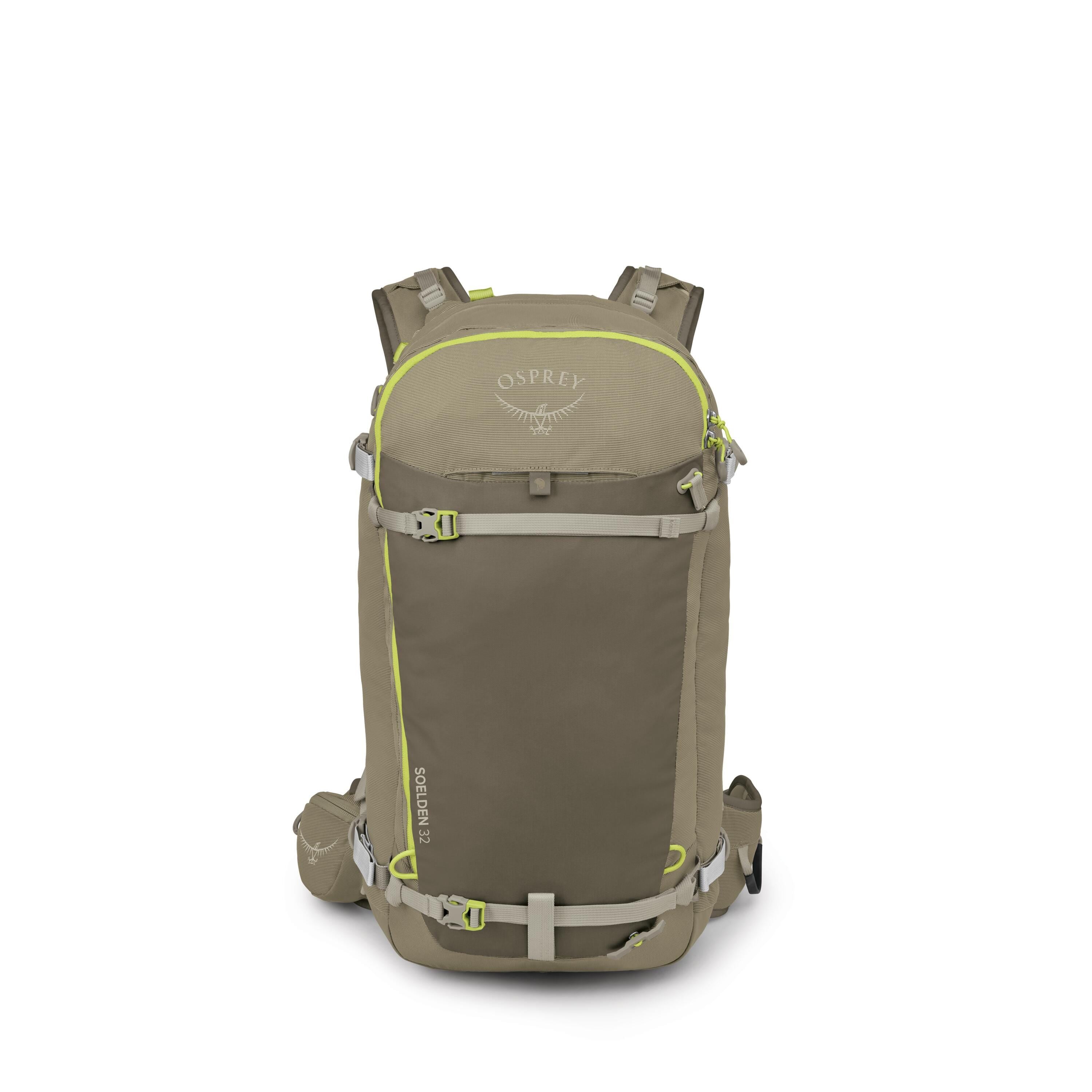 Osprey Soelden 32 Ski & Snowboard Backpack 32L in Olive Tan-Earl Grey — front view