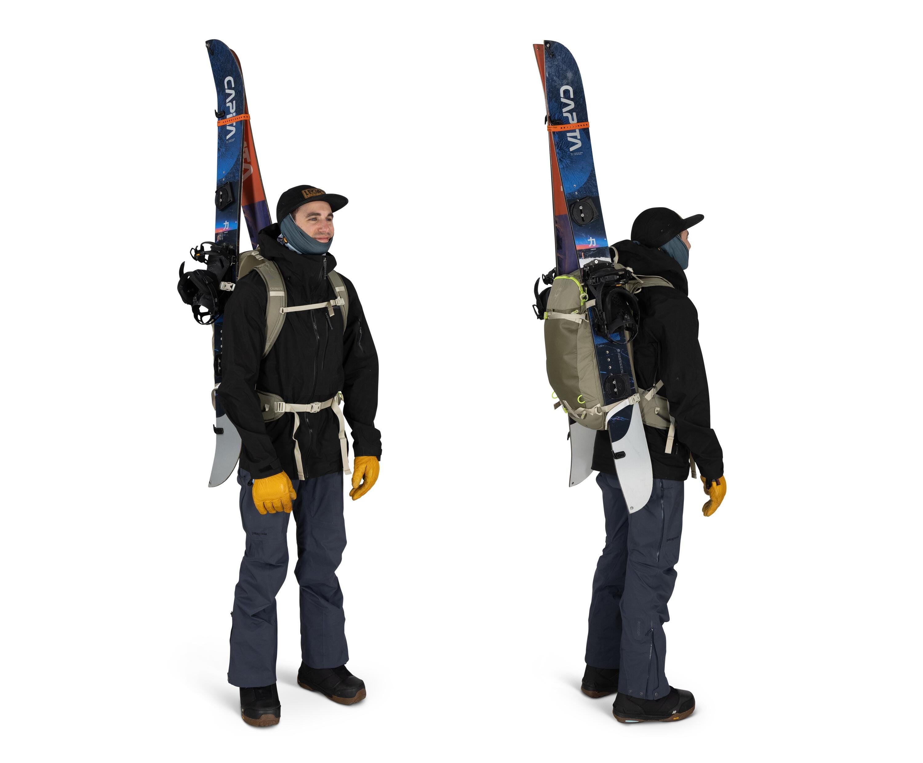Osprey Soelden 32 Ski & Snowboard Backpack 32L in Olive Tan-Earl Grey — lifestyle 2