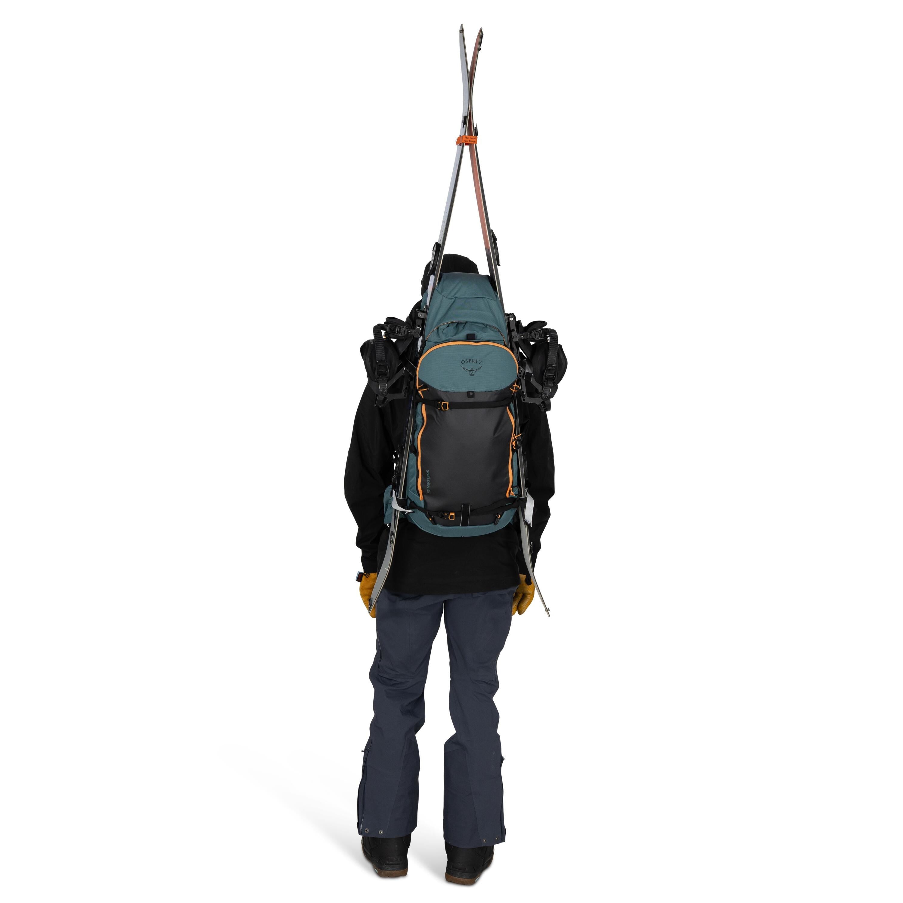Osprey Soelden 45 Ski & Snowboard Backpack 45L in Cascade Blue-Raven Black — detail view 3