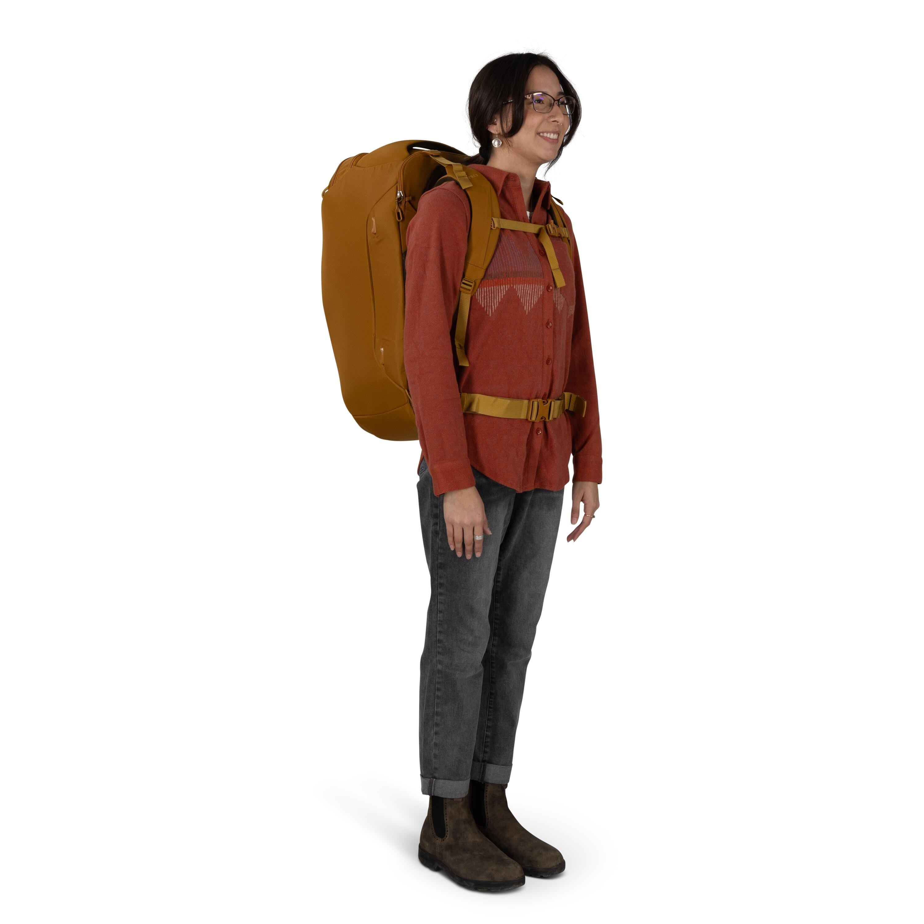 Osprey Sojourn Porter Travel Pack 65L in Barley Brown — lifestyle