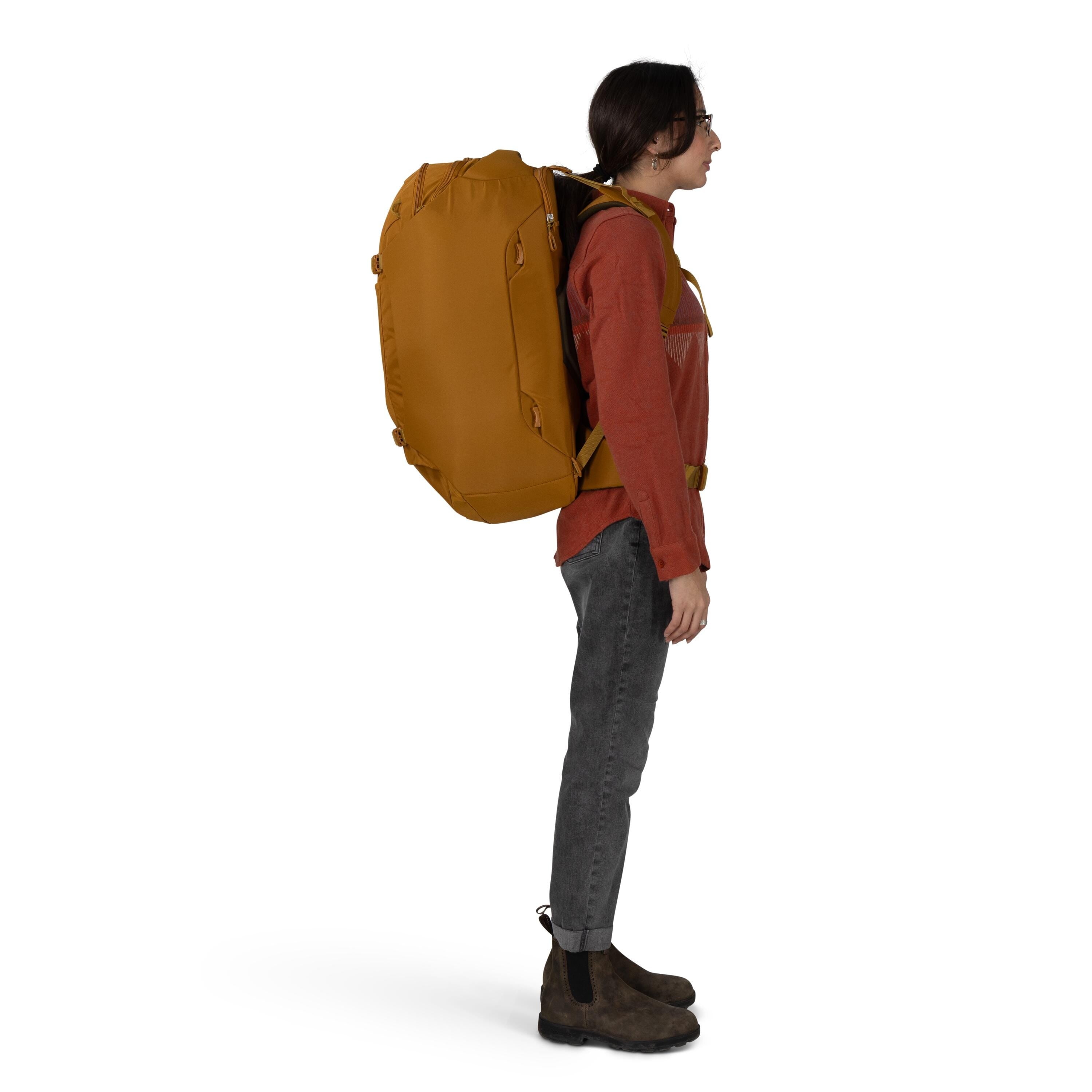 Osprey Sojourn Porter Travel Pack 65L in Barley Brown — lifestyle 2