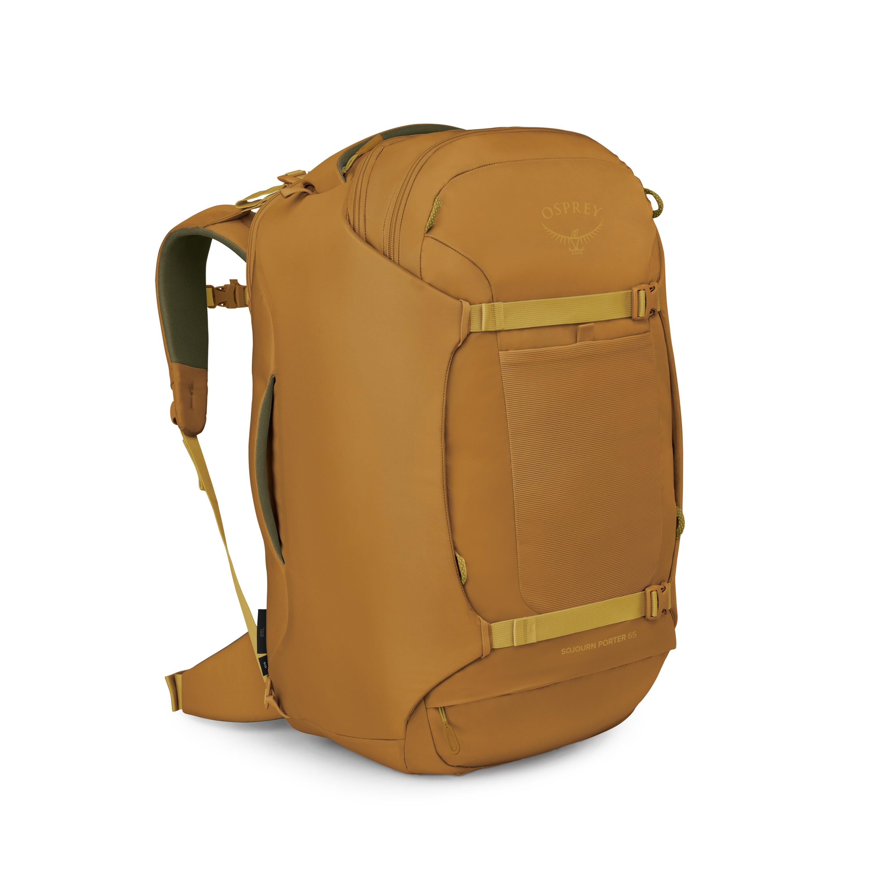 Osprey Sojourn Porter Travel Pack 65L in Barley Brown — angle view 2