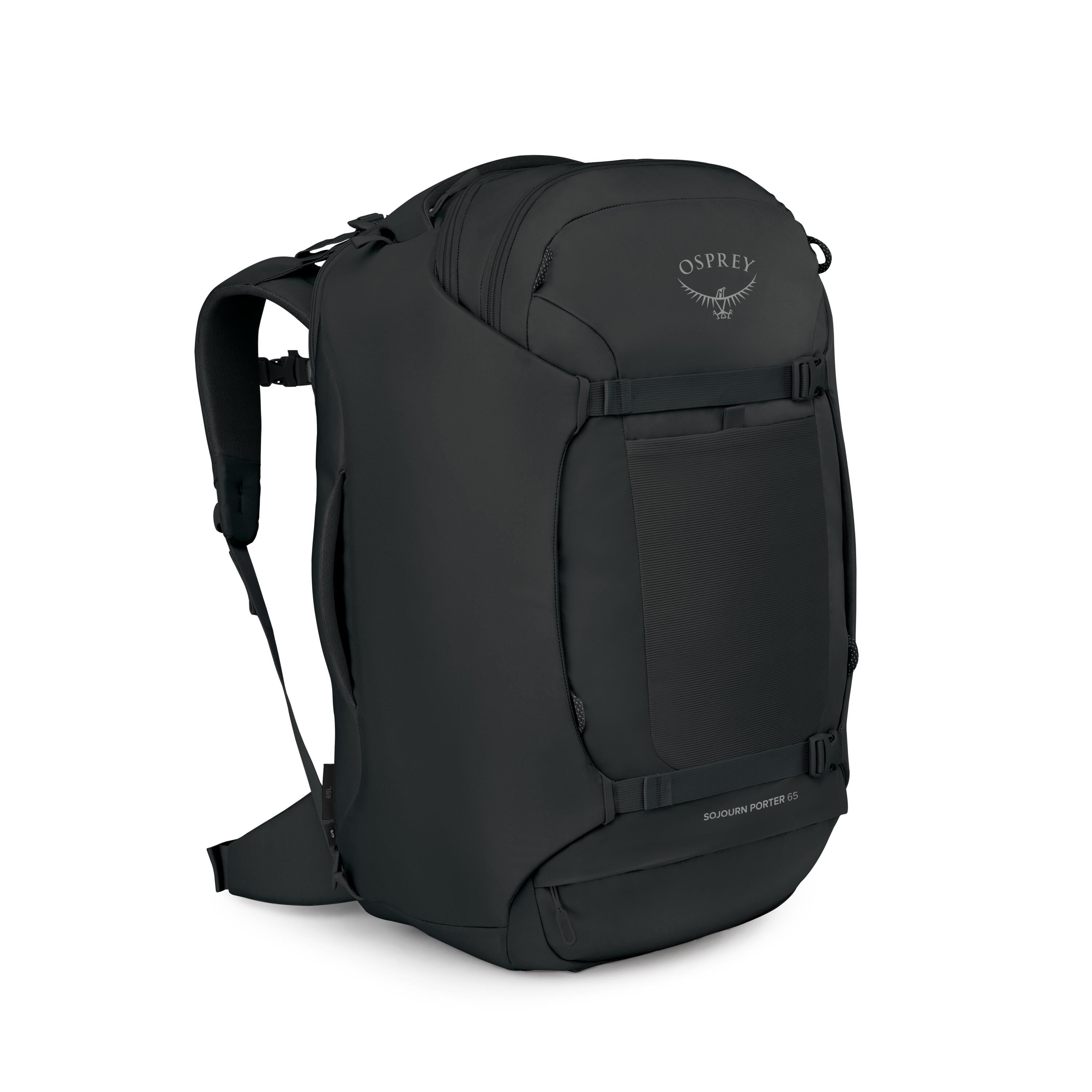 Osprey Sojourn Porter Travel Pack 65L in Black — angle view 2
