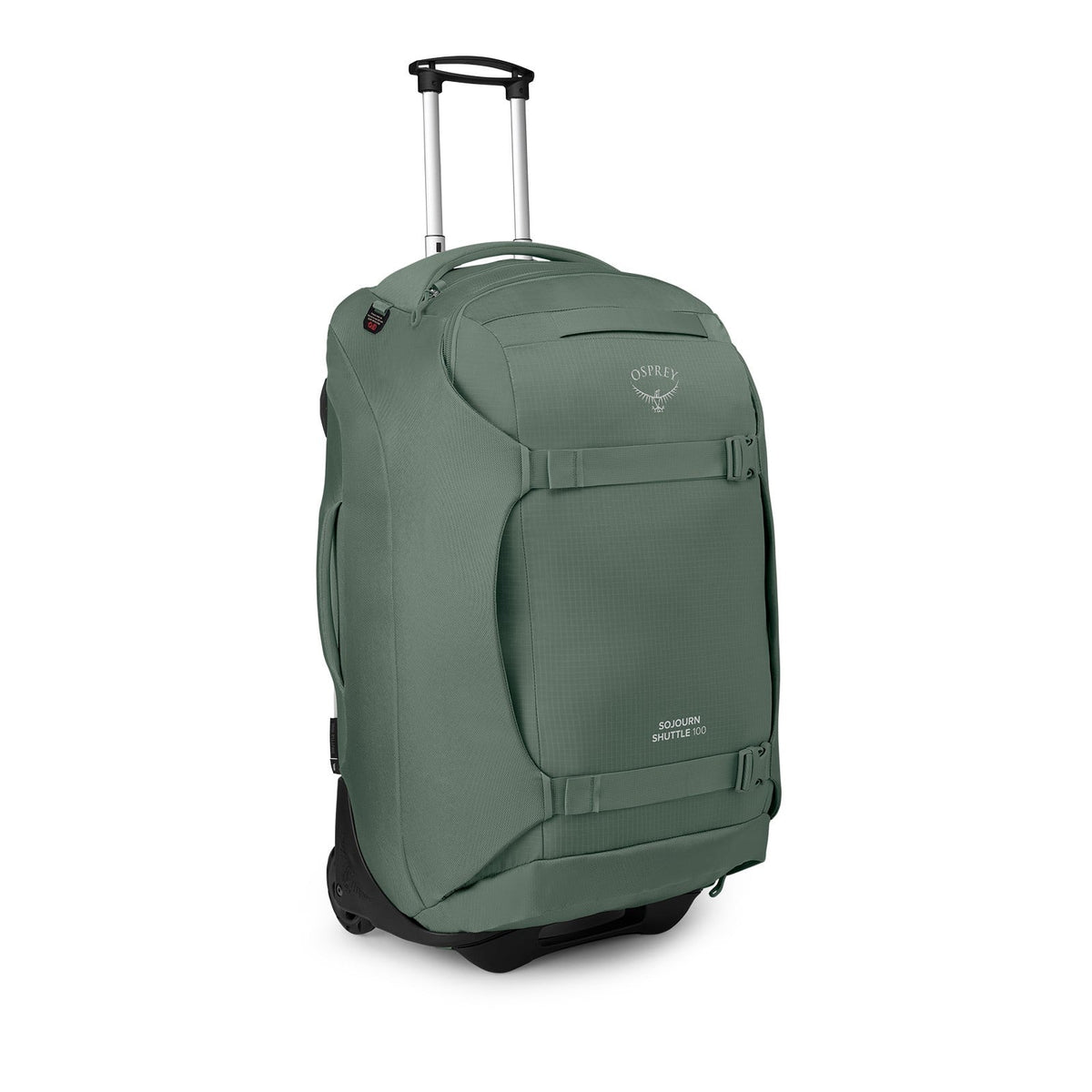 Osprey Sojourn Shuttle Wheeled Duffel 30"/100L in Koseret Green — angle view 2 # color_Koseret Green