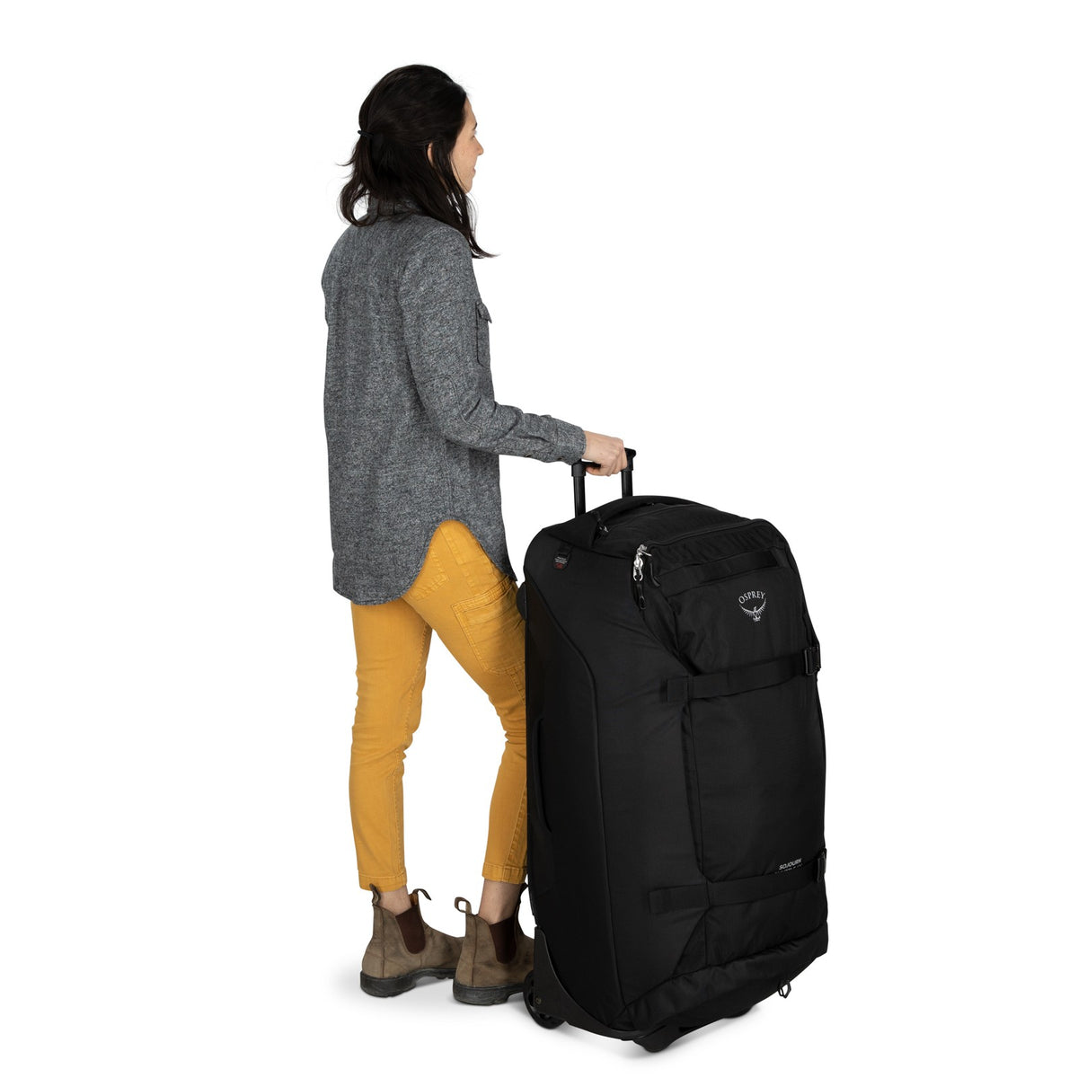 Osprey Sojourn Shuttle Wheeled Duffel 36"/130L in Black — lifestyle 2