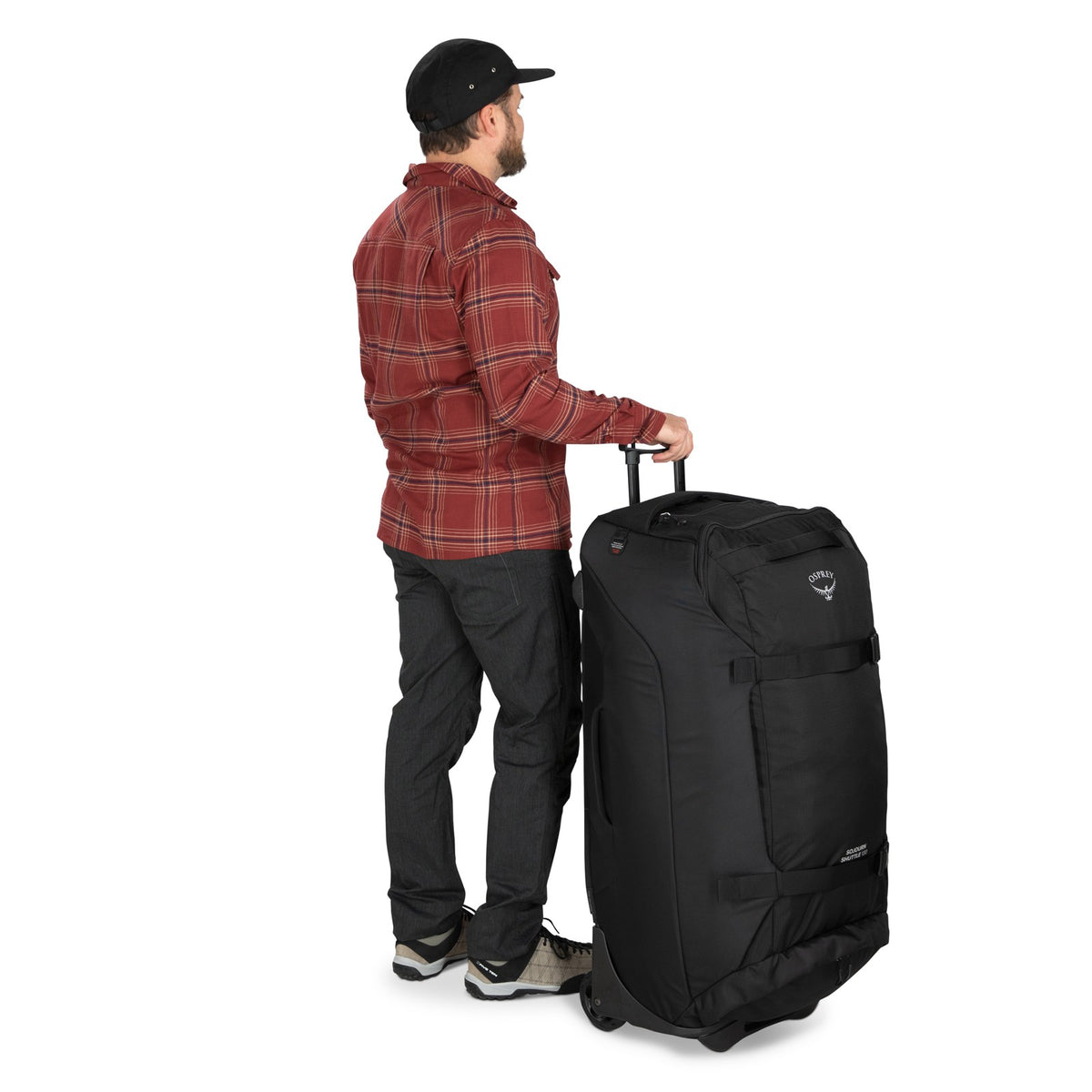 Osprey Sojourn Shuttle Wheeled Duffel 36"/130L in Black — lifestyle 4