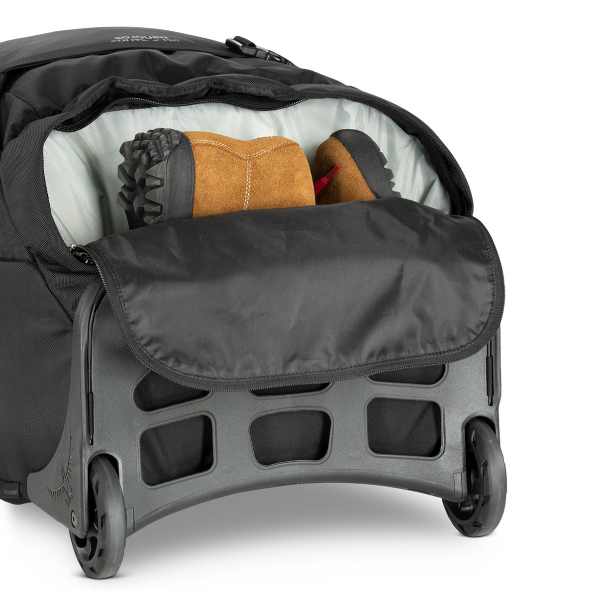 Osprey Sojourn Shuttle Wheeled Duffel 36"/130L in Black — detail view