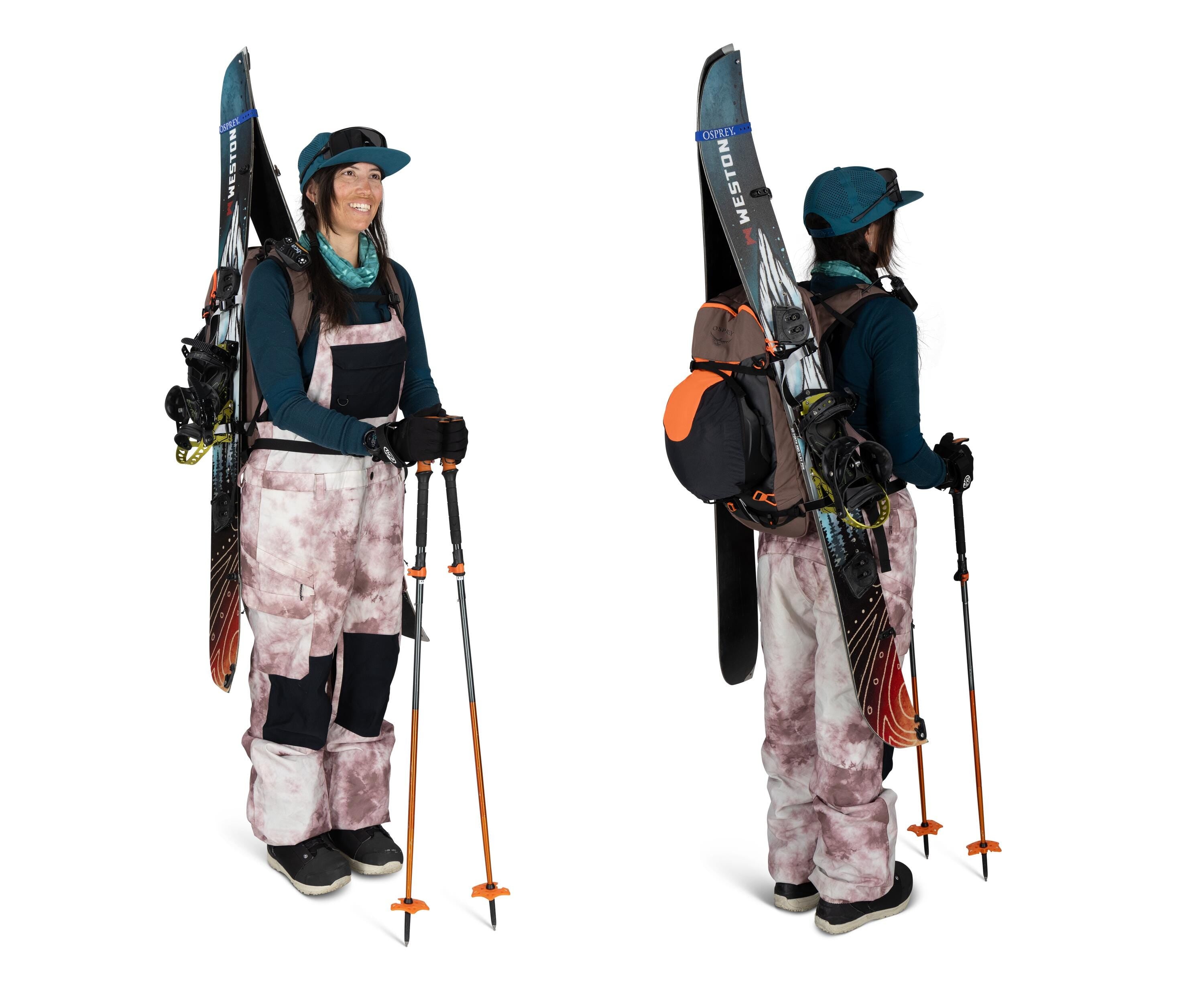 Osprey Sopris 25 Women's Ski & Snowboard Backpack 25L in Magma Brown-Raven Black — lifestyle 2