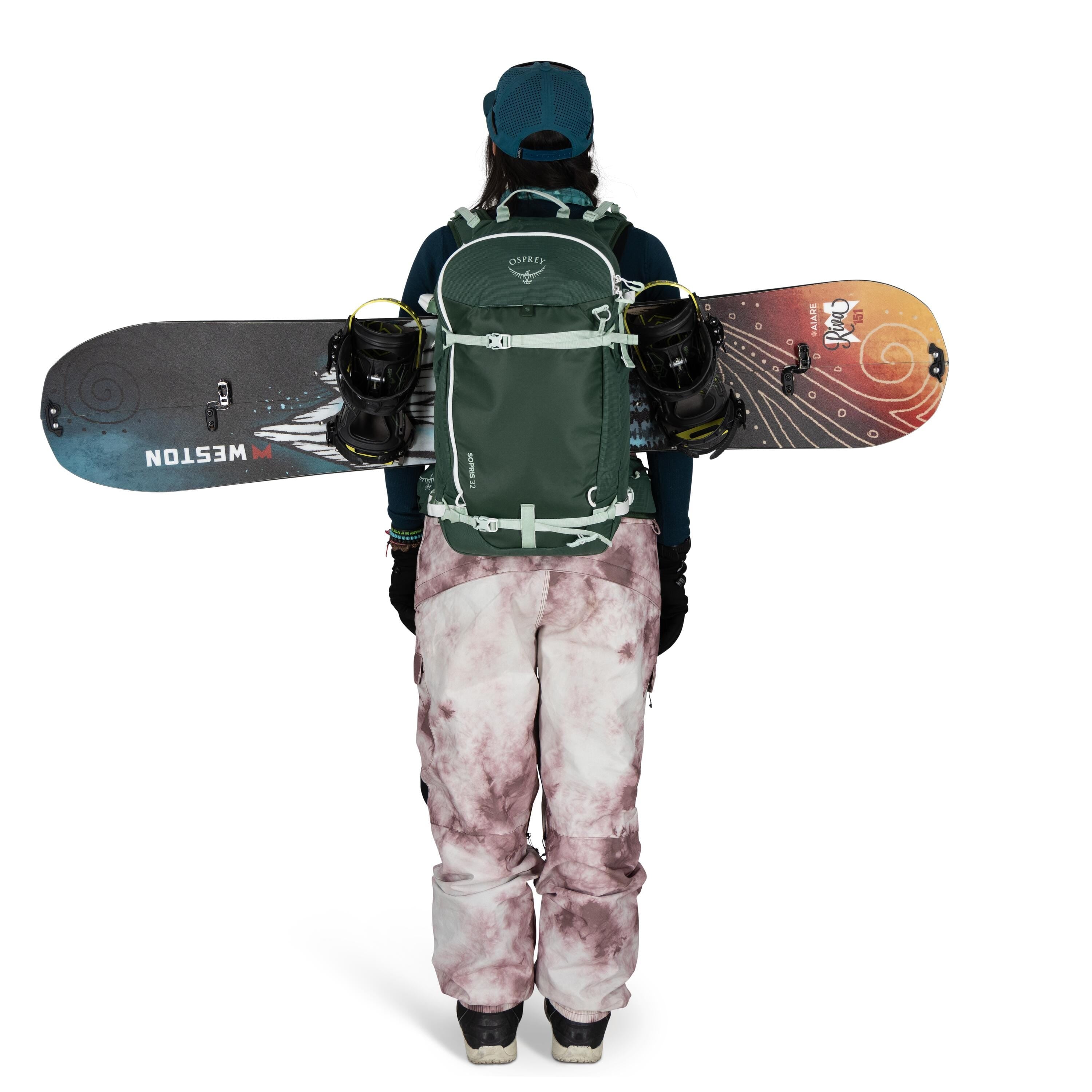 Osprey Sopris 32 Women's Ski & Snowboard Backpack 32L in Tundra Green-Green Canopy — detail view 3