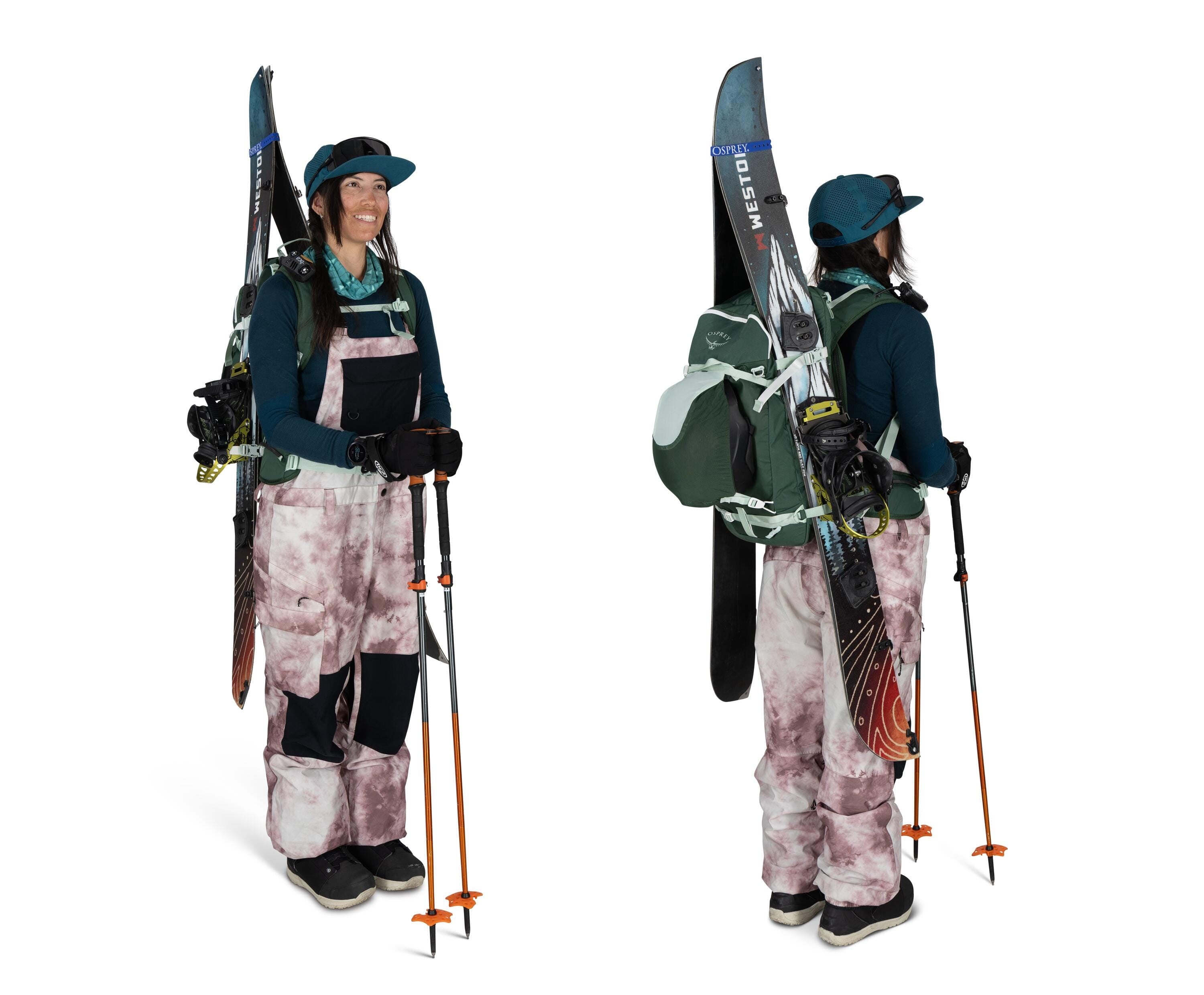 Osprey Sopris 32 Women's Ski & Snowboard Backpack 32L in Tundra Green-Green Canopy — lifestyle 2