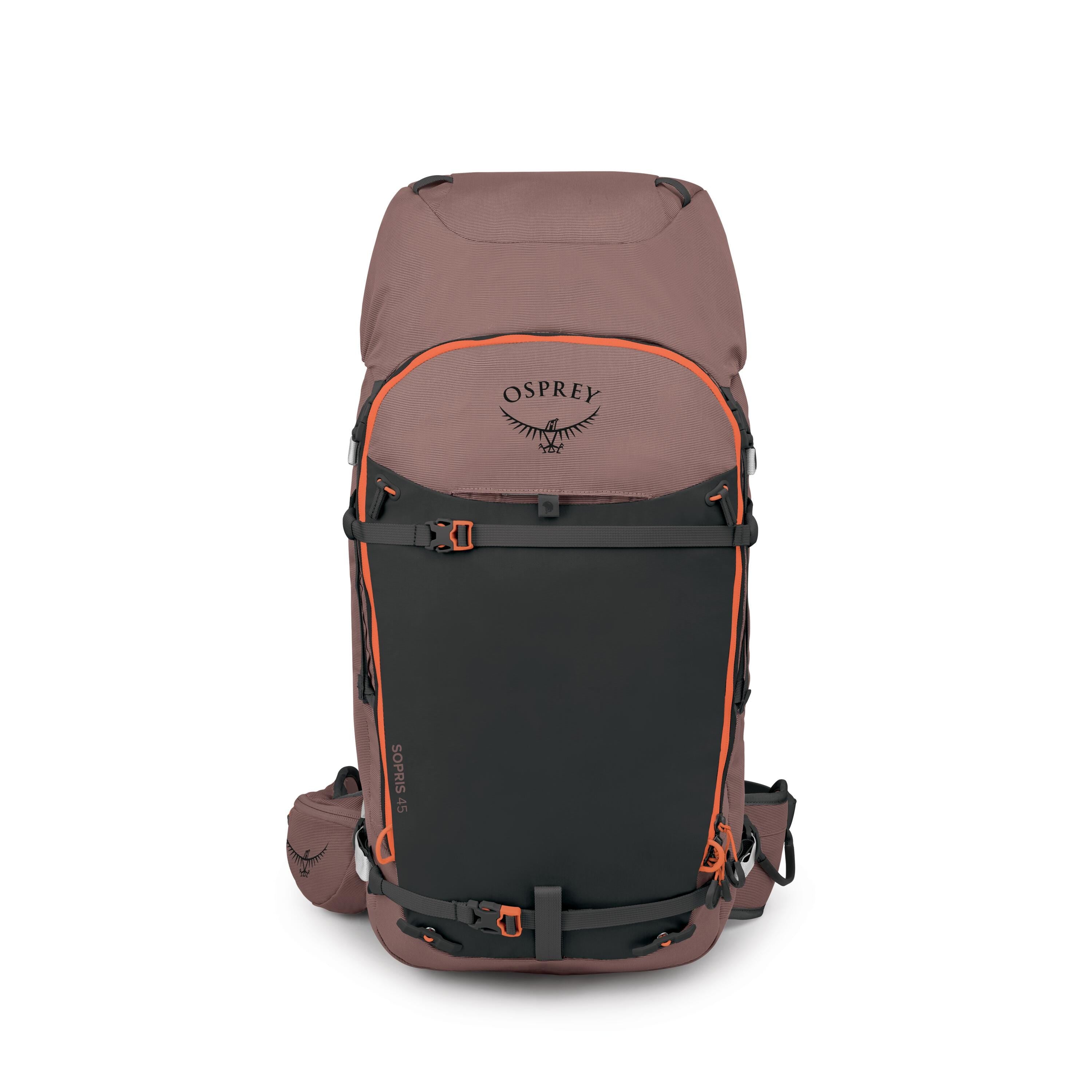 Osprey Sopris 45 Women's Ski & Snowboard Backpack 45L in Magma Brown-Raven Black — front view