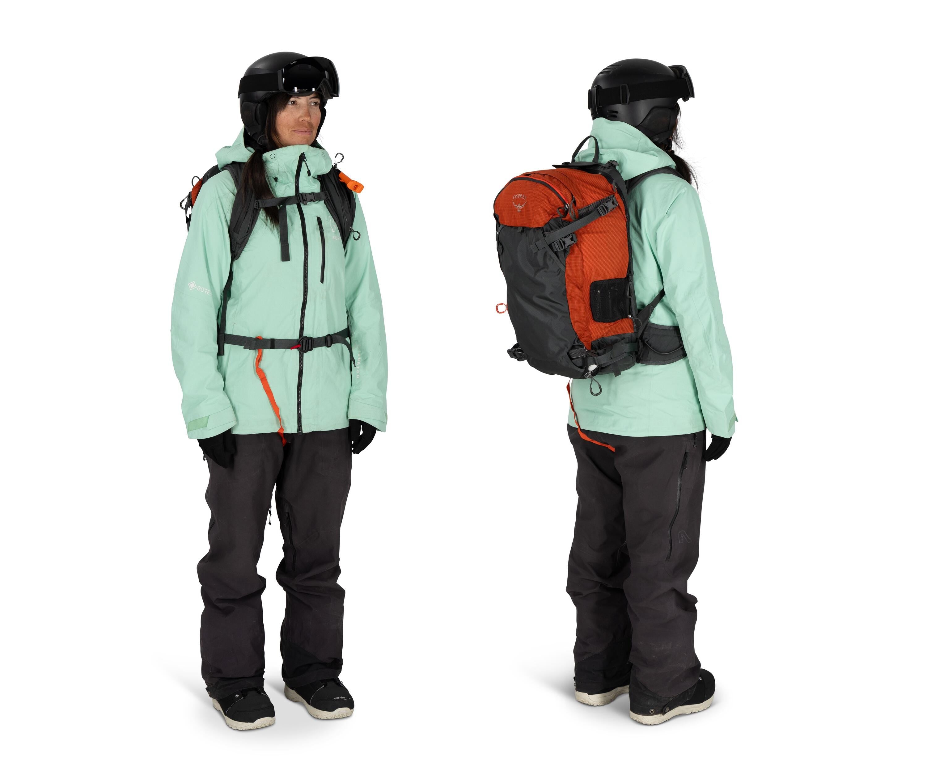 Osprey Sopris Pro 30 Women's Airbag Ski & Snowboard Backpack 30L in Mars Orange — lifestyle