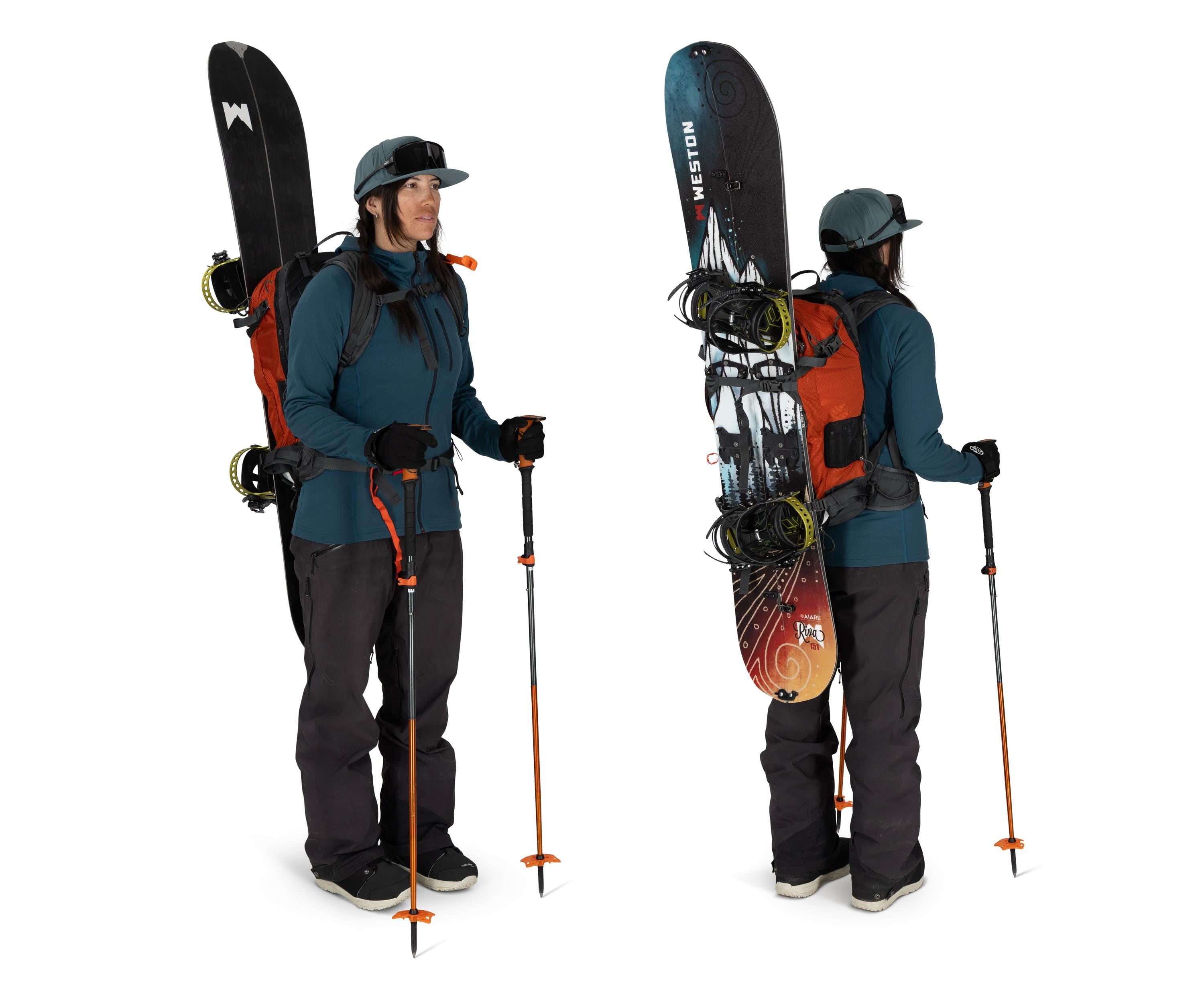 Osprey Sopris Pro 30 Women's Airbag Ski & Snowboard Backpack 30L in Mars Orange — lifestyle 2