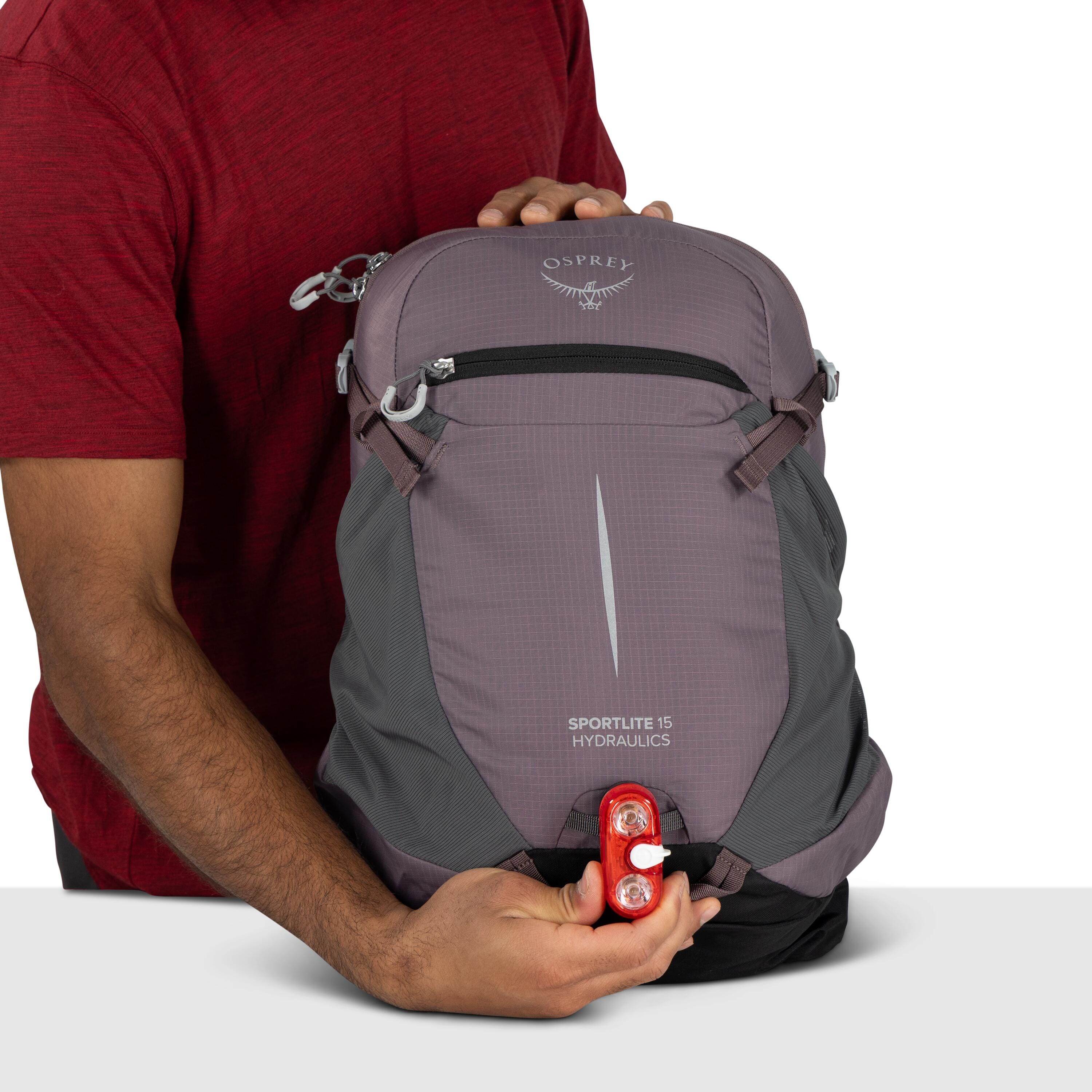 Osprey Sportlite 15 Hydraulics Hiking Hydration Backpack 15L in Graphite Purple — detail view 3