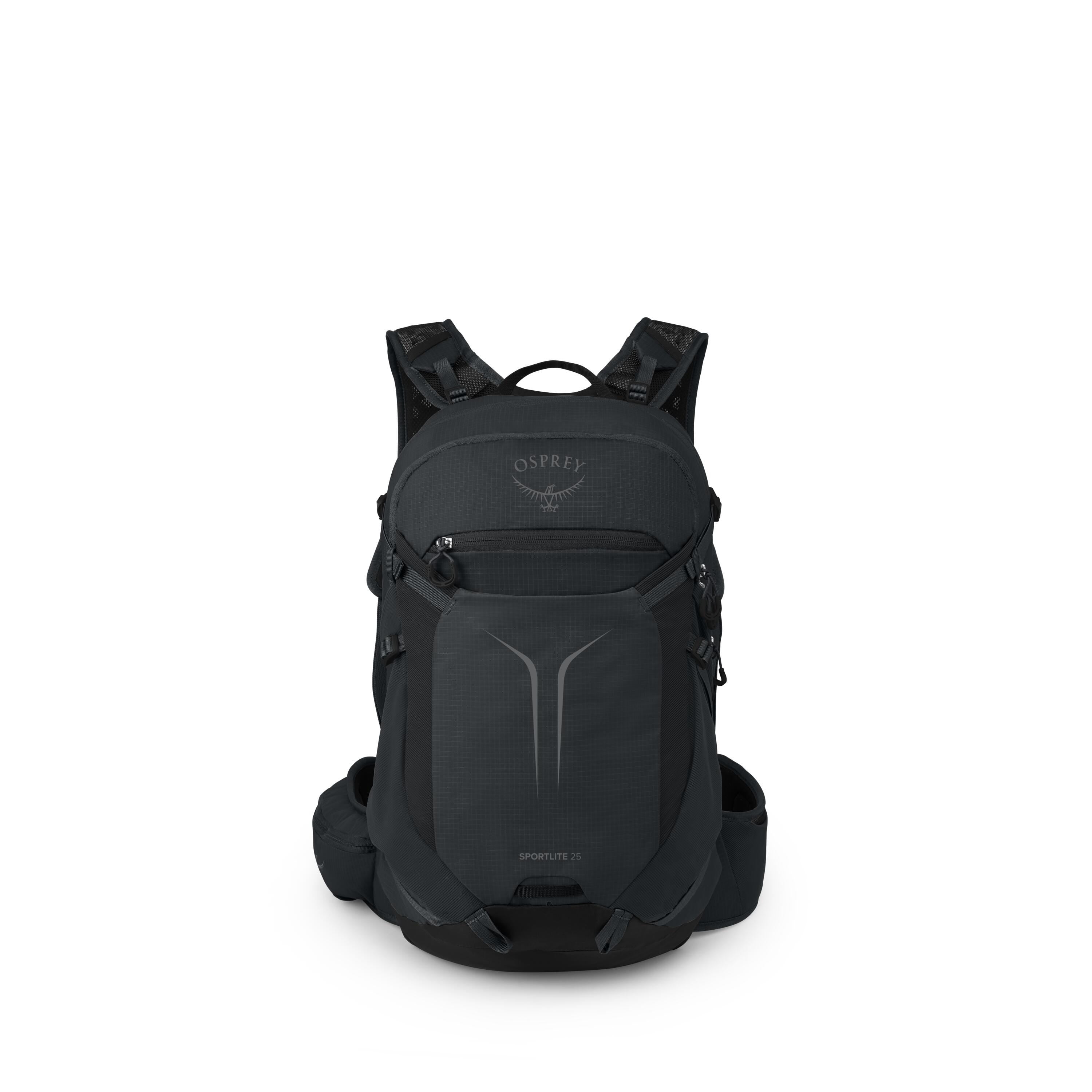 Osprey Sportlite 25 Extended Fit Hiking Backpack 25L in Raven Black — front view